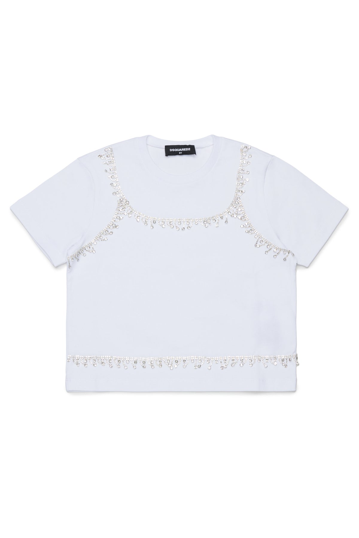 T-shirt with jewel appliqués and logo