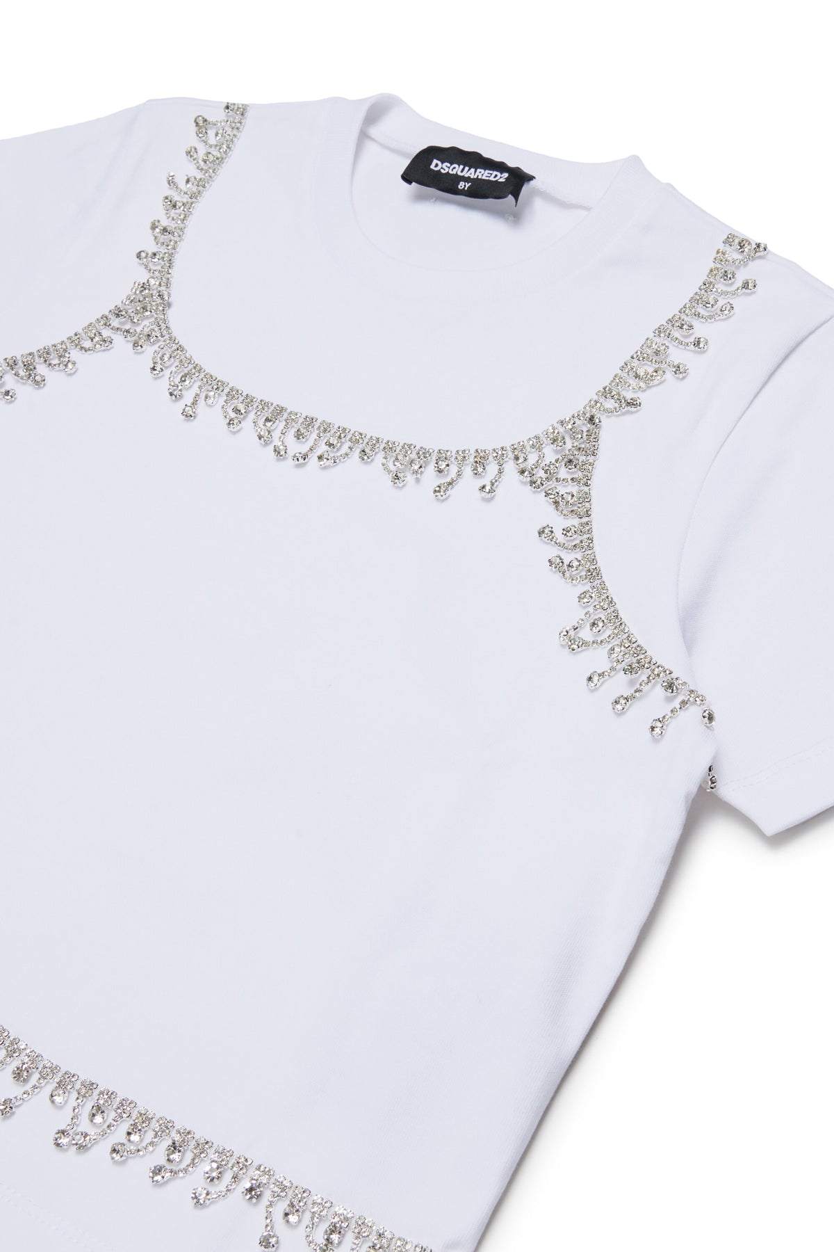 T-shirt with jewel appliqués and logo