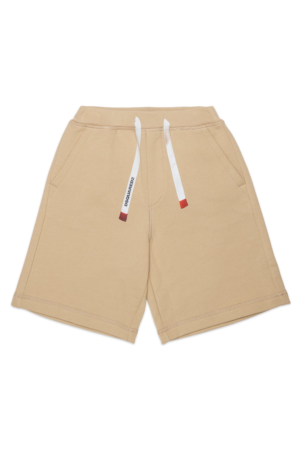 Fleece shorts with printed drawstring