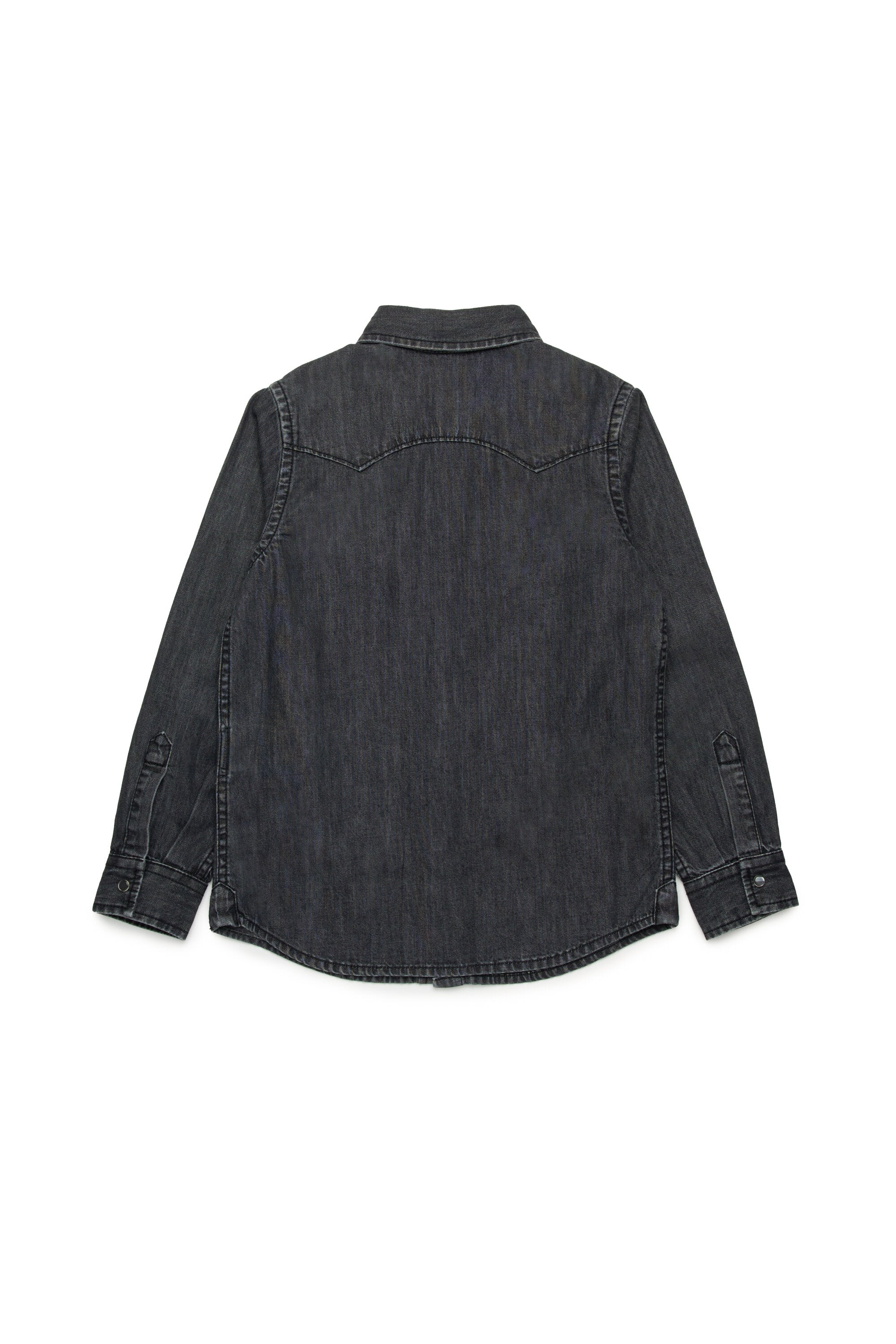 Black denim shirt branded with Oval D logo