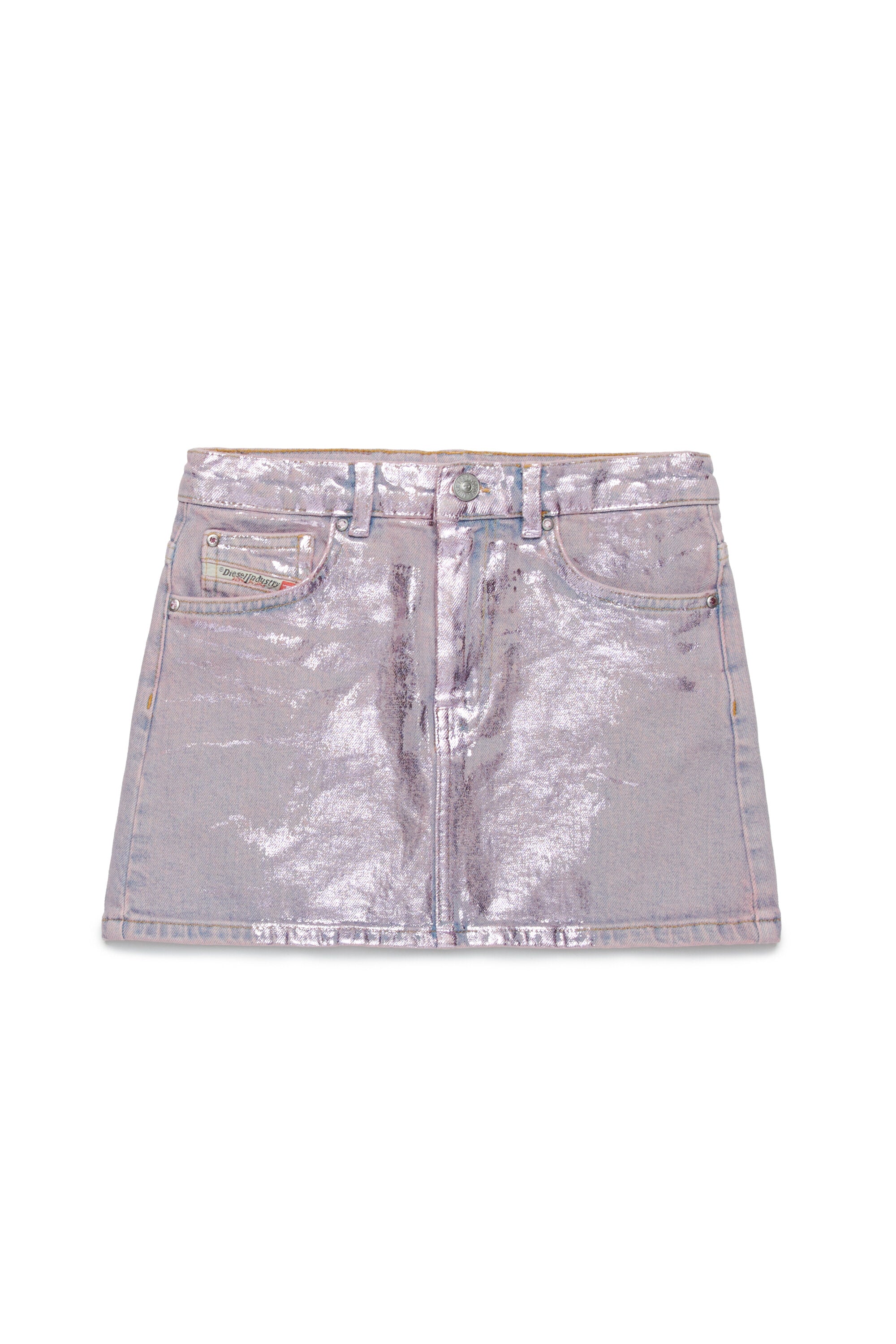 Denim skirt with mylar finishing