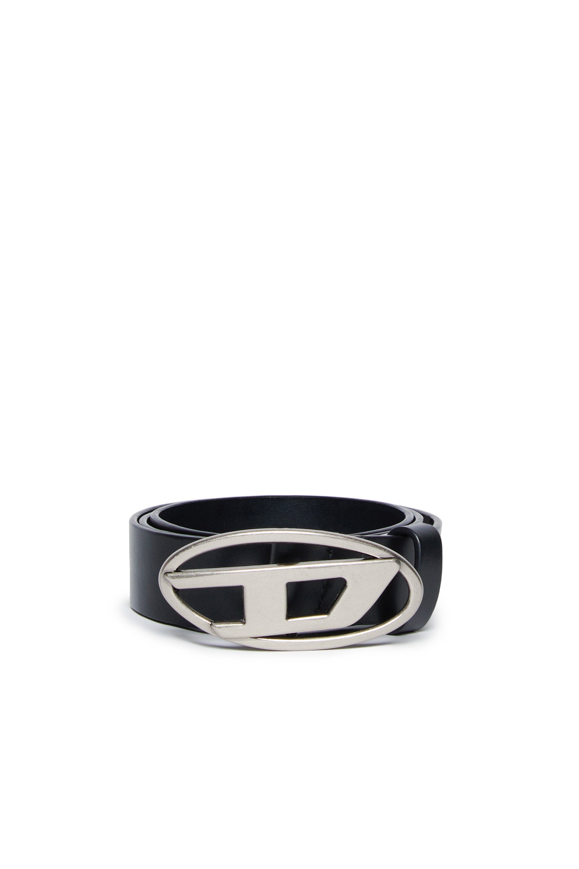 Leather belt with logo