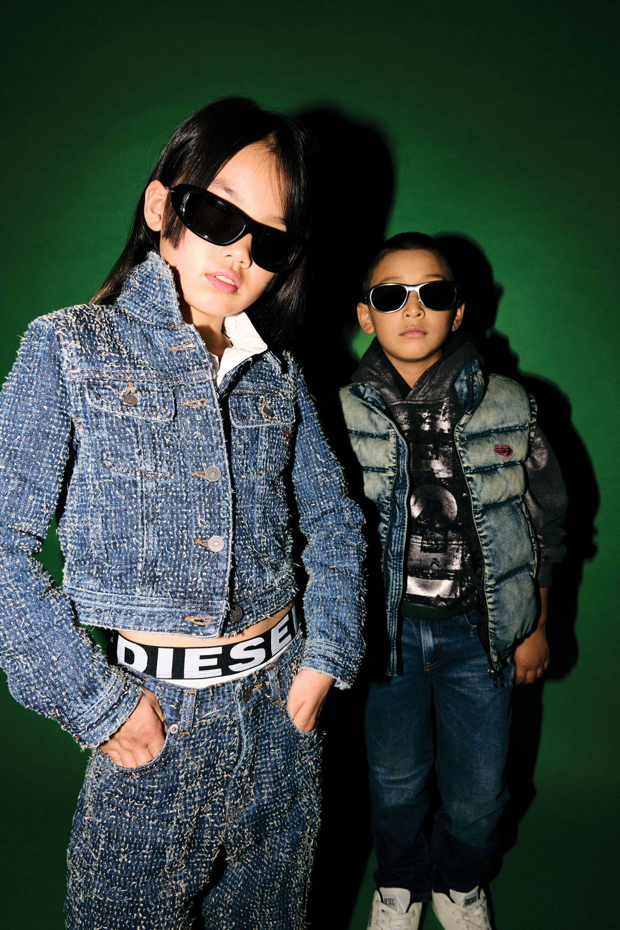 Jeans jacket with bouclé effect