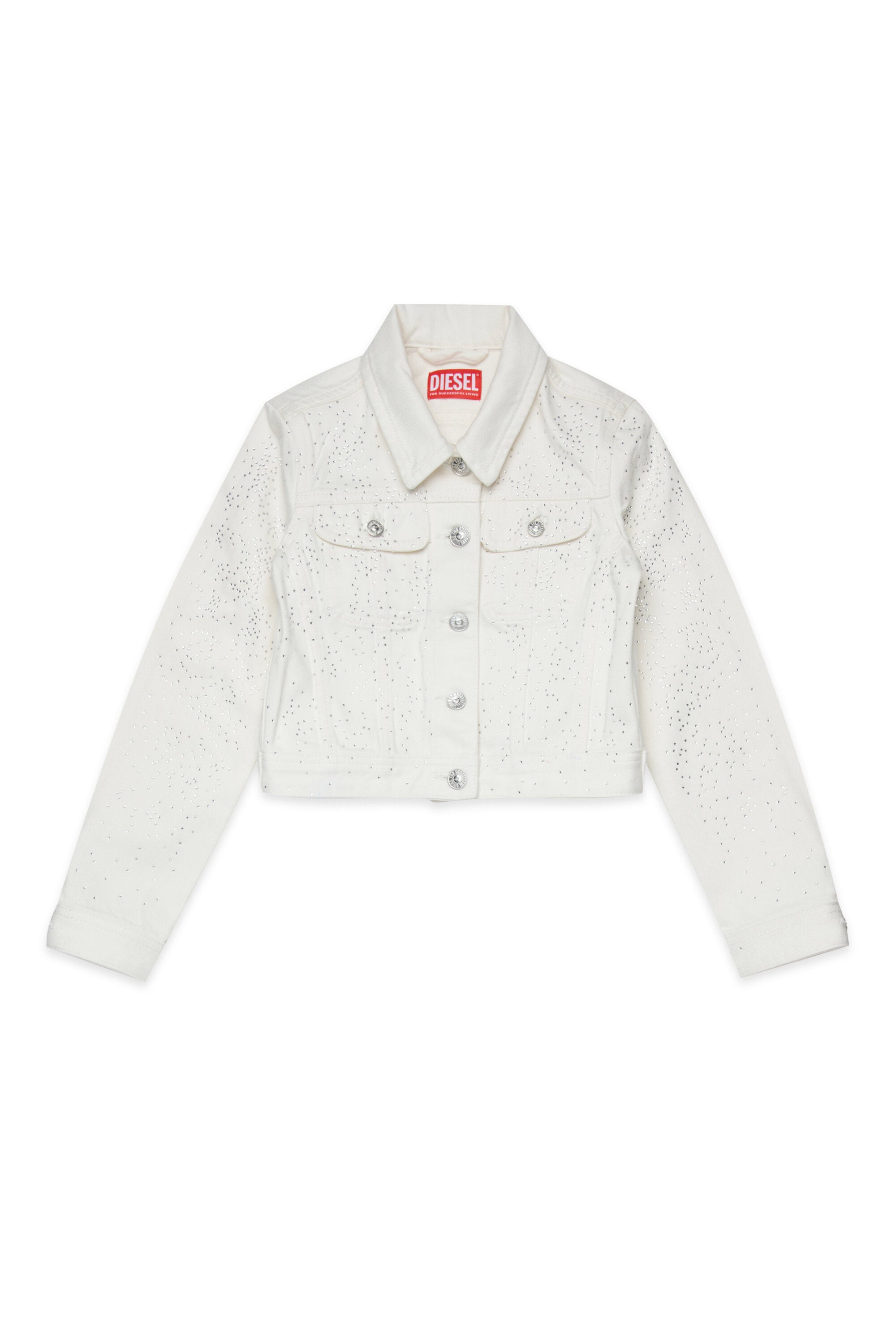 Denim jacket with allover micro studs