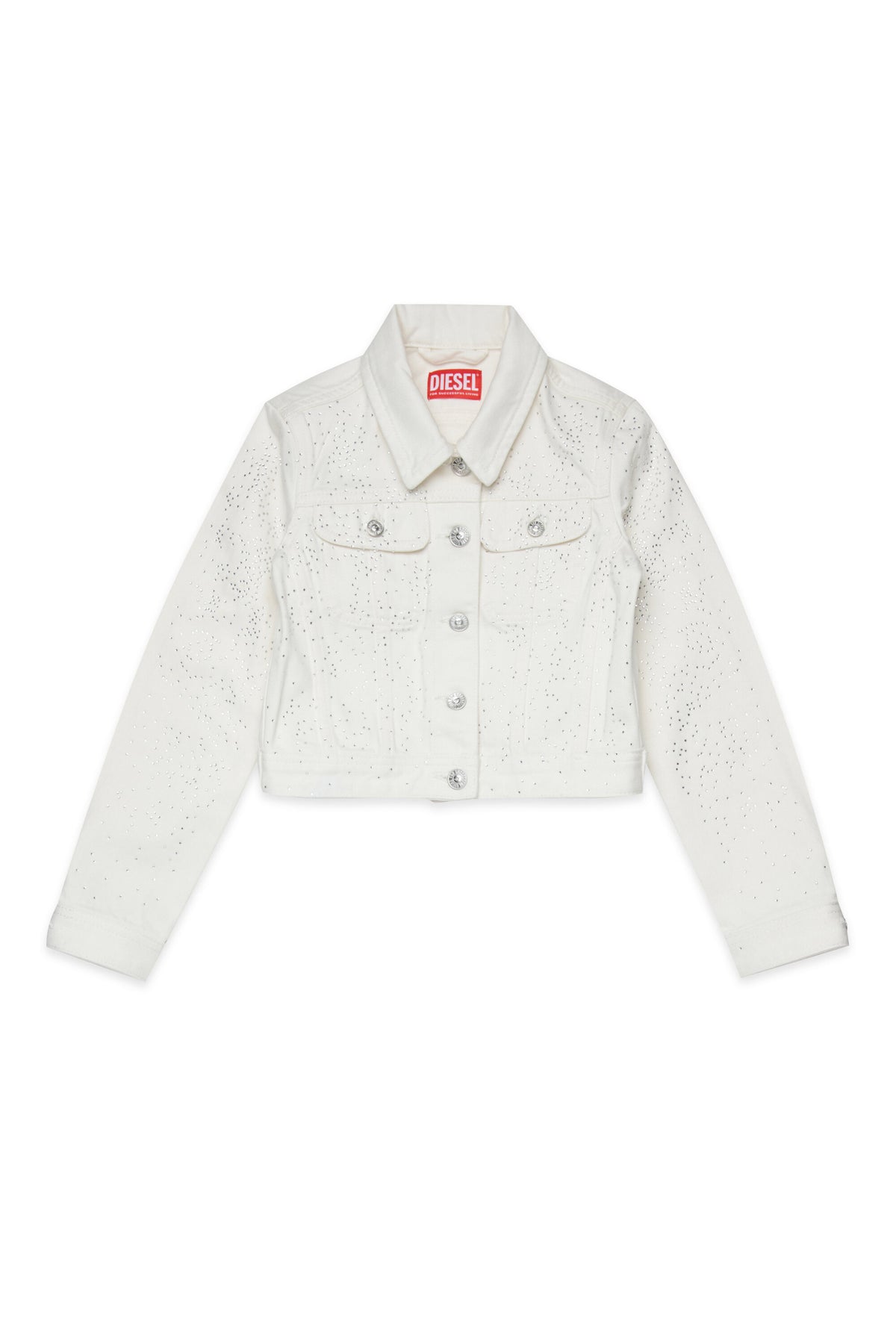 Denim jacket with allover micro studs