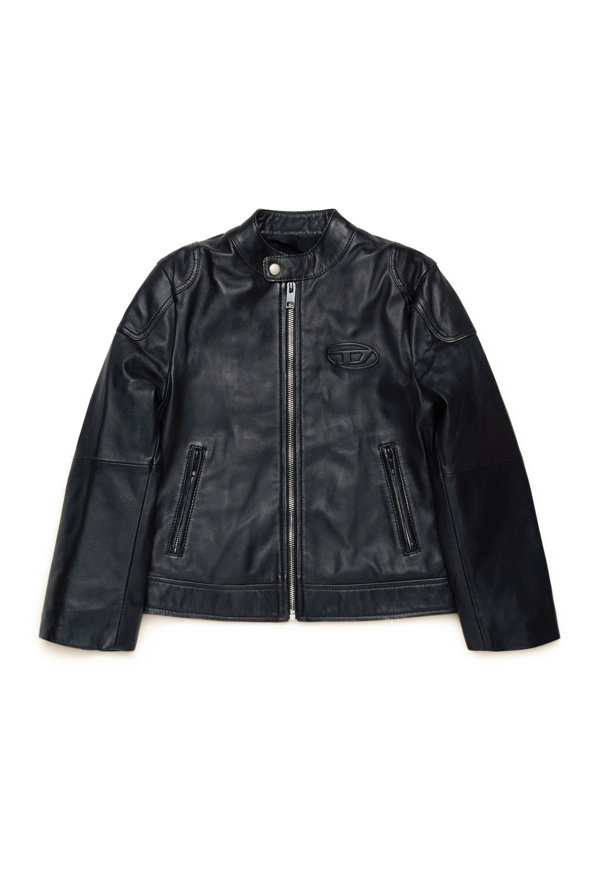 Oval D branded leather biker jacket