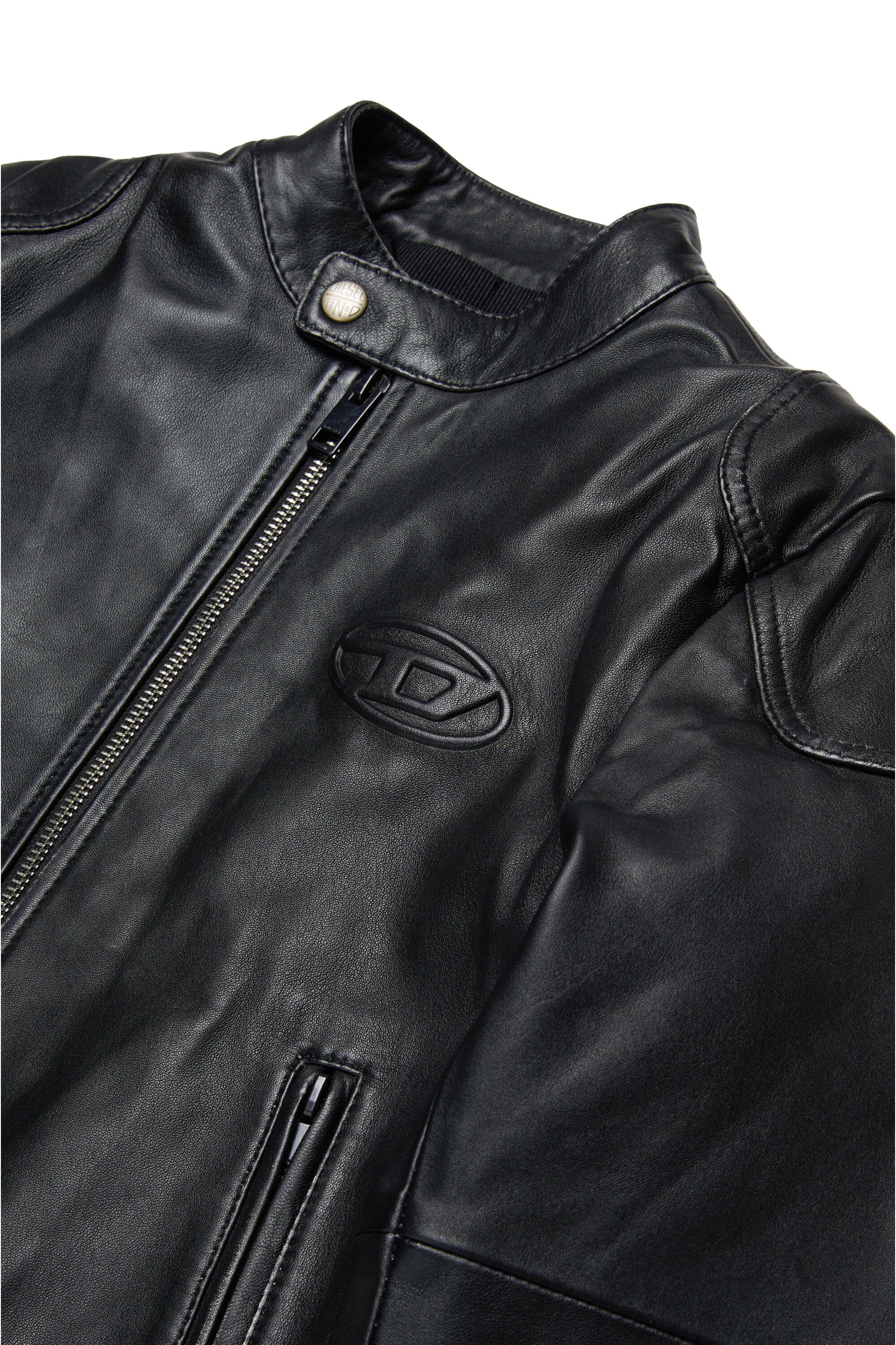 Oval D branded leather biker jacket