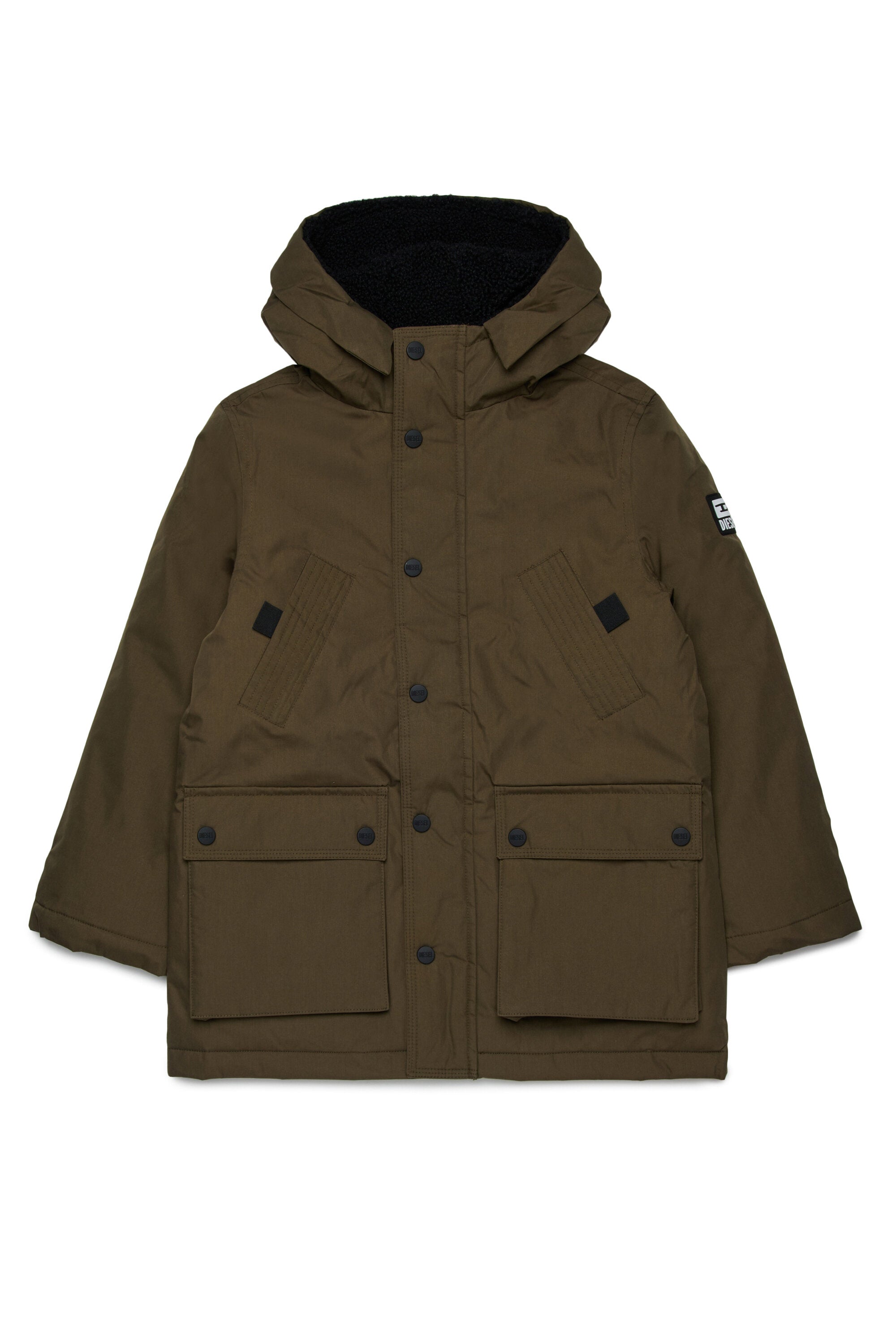 Long padded jacket with front pockets