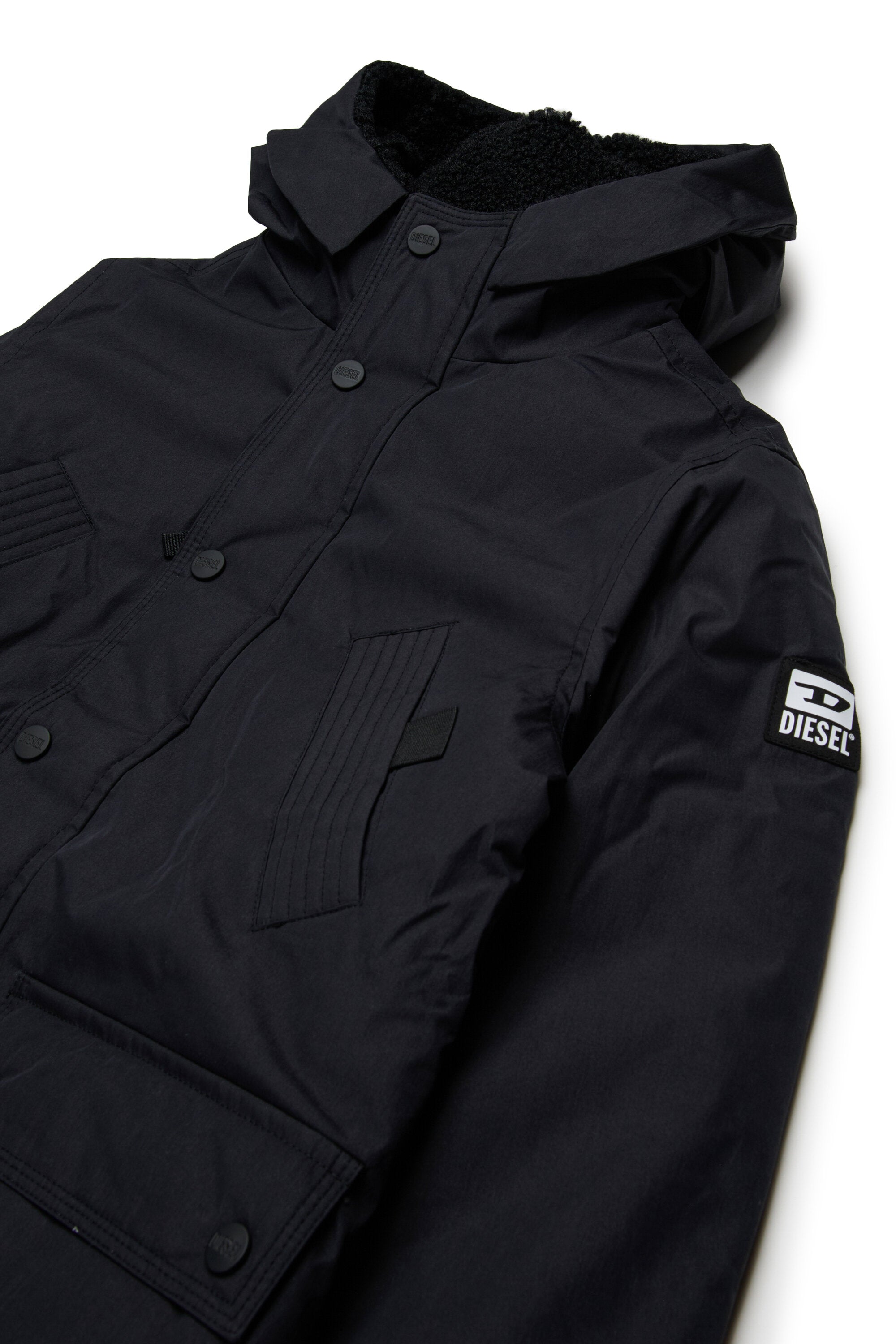 Long padded jacket with front pockets