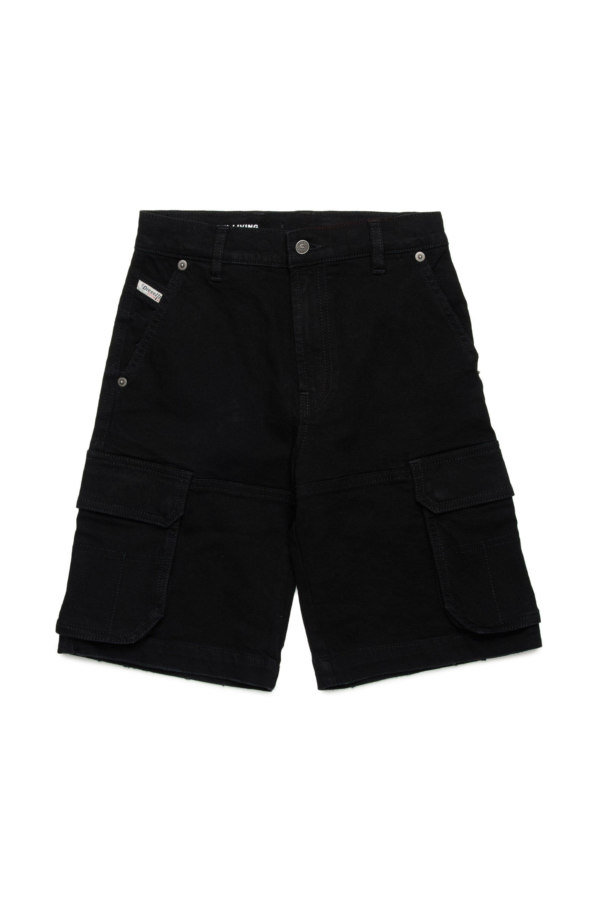 Black denim shorts
