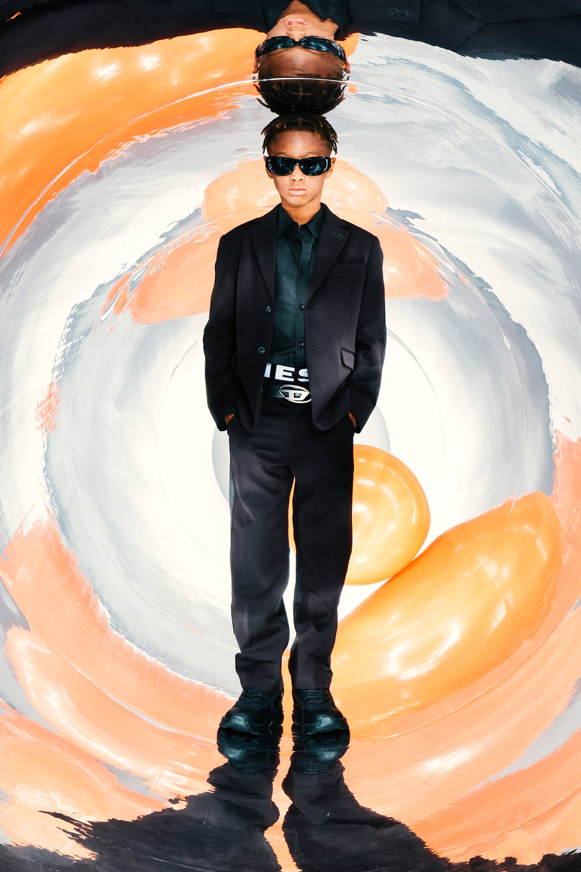 Oval D logo double-fabric blazer jacket