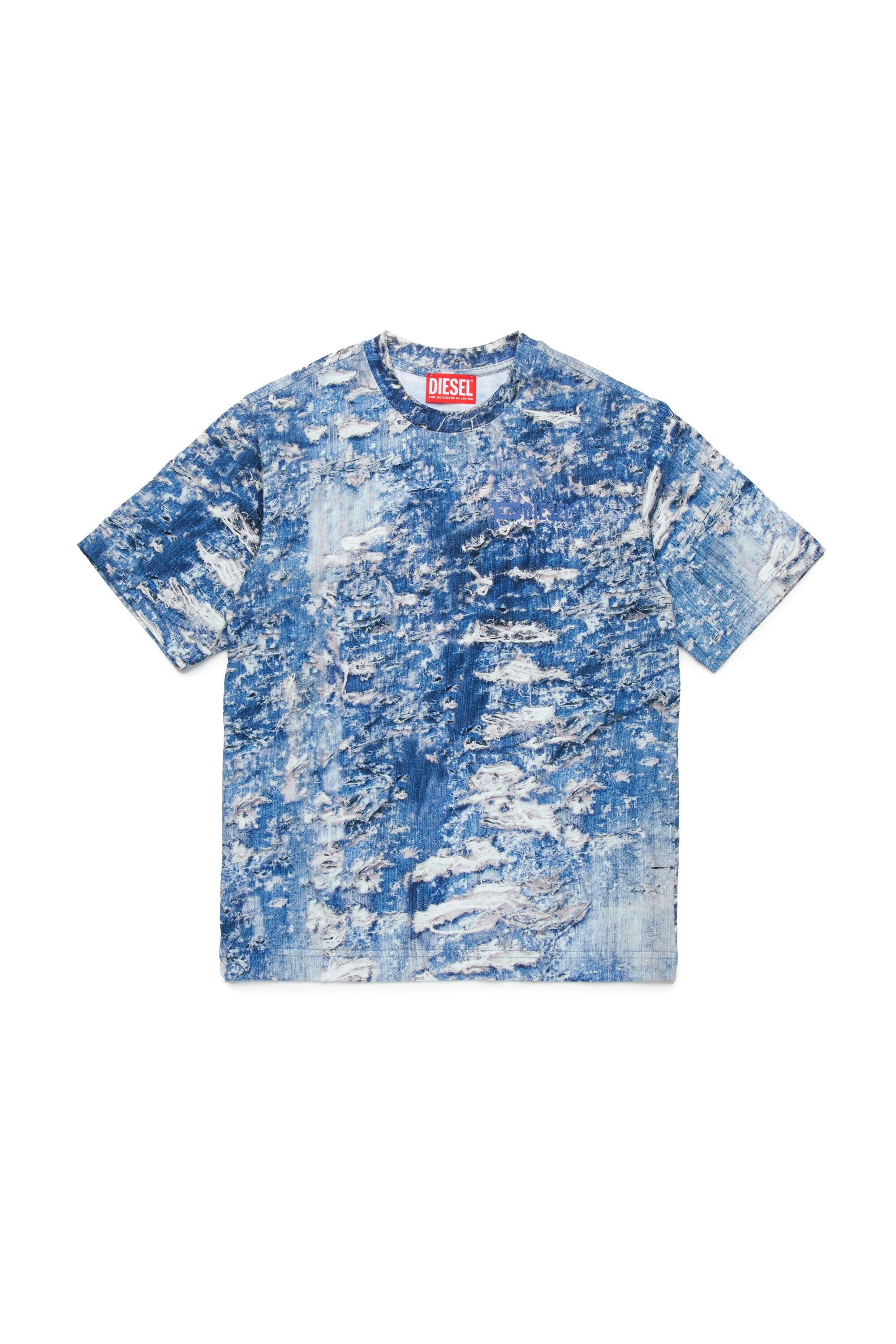 T-shirt with torn denim effect print