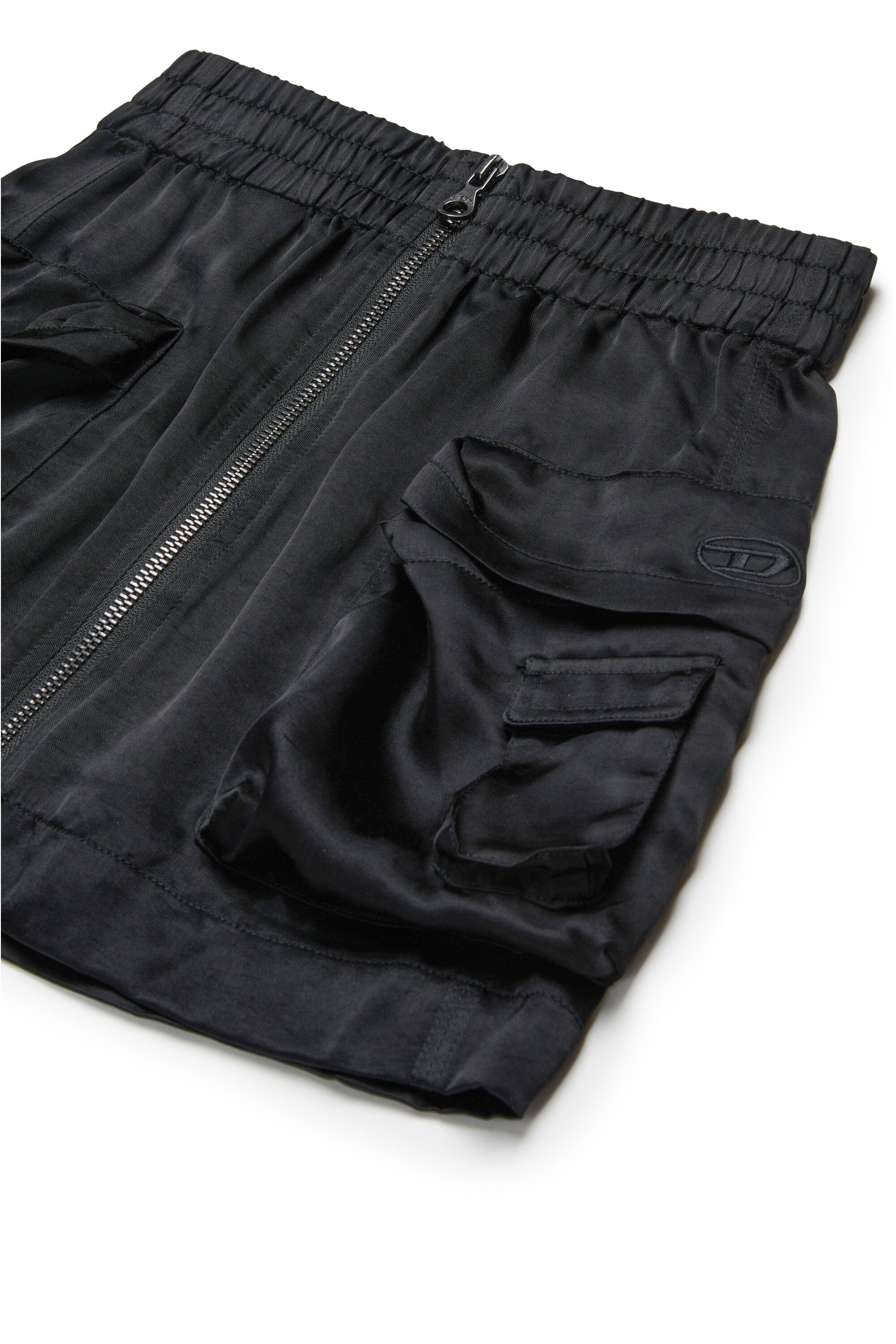 Utility-style satin skirt