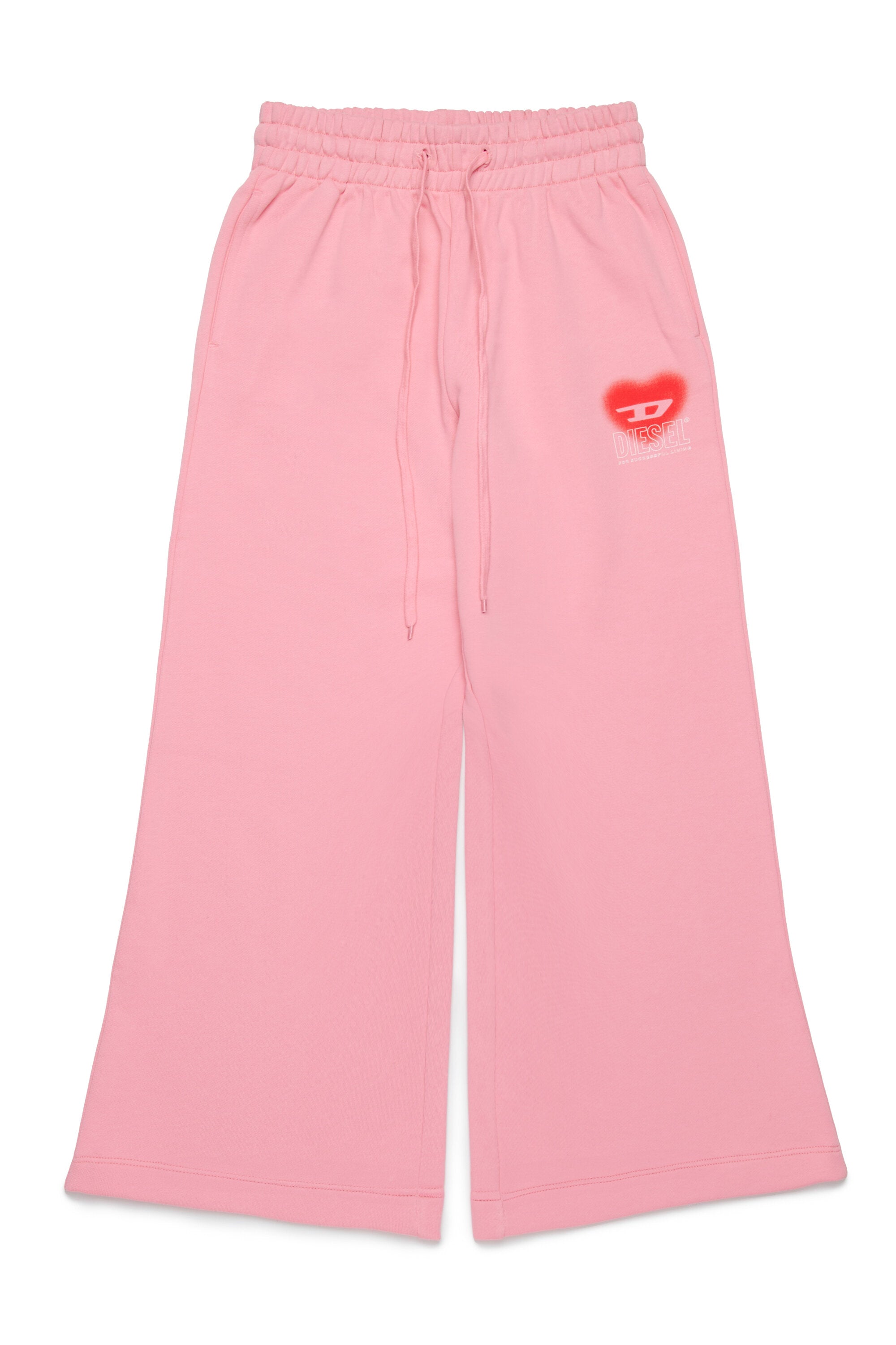 Fleece pants with heart graphics