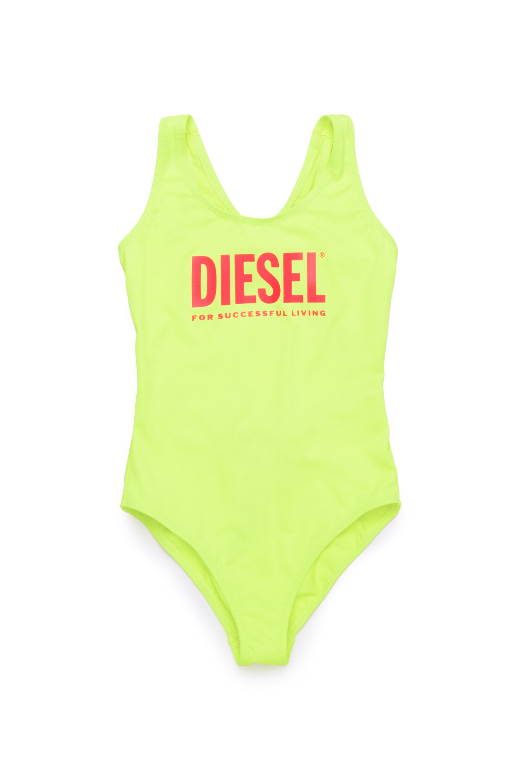 One-piece swimsuit fluo with institutional logo