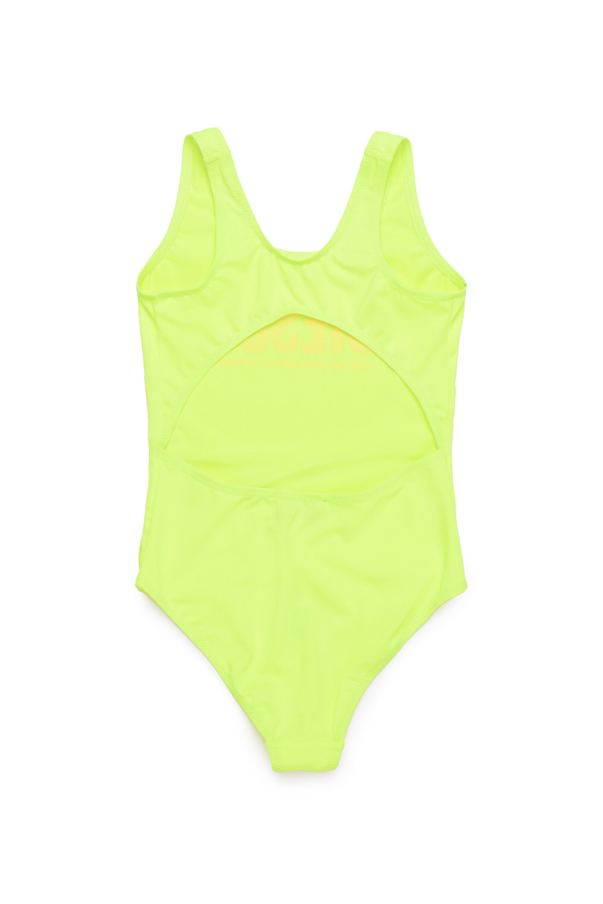 One-piece swimsuit fluo with institutional logo