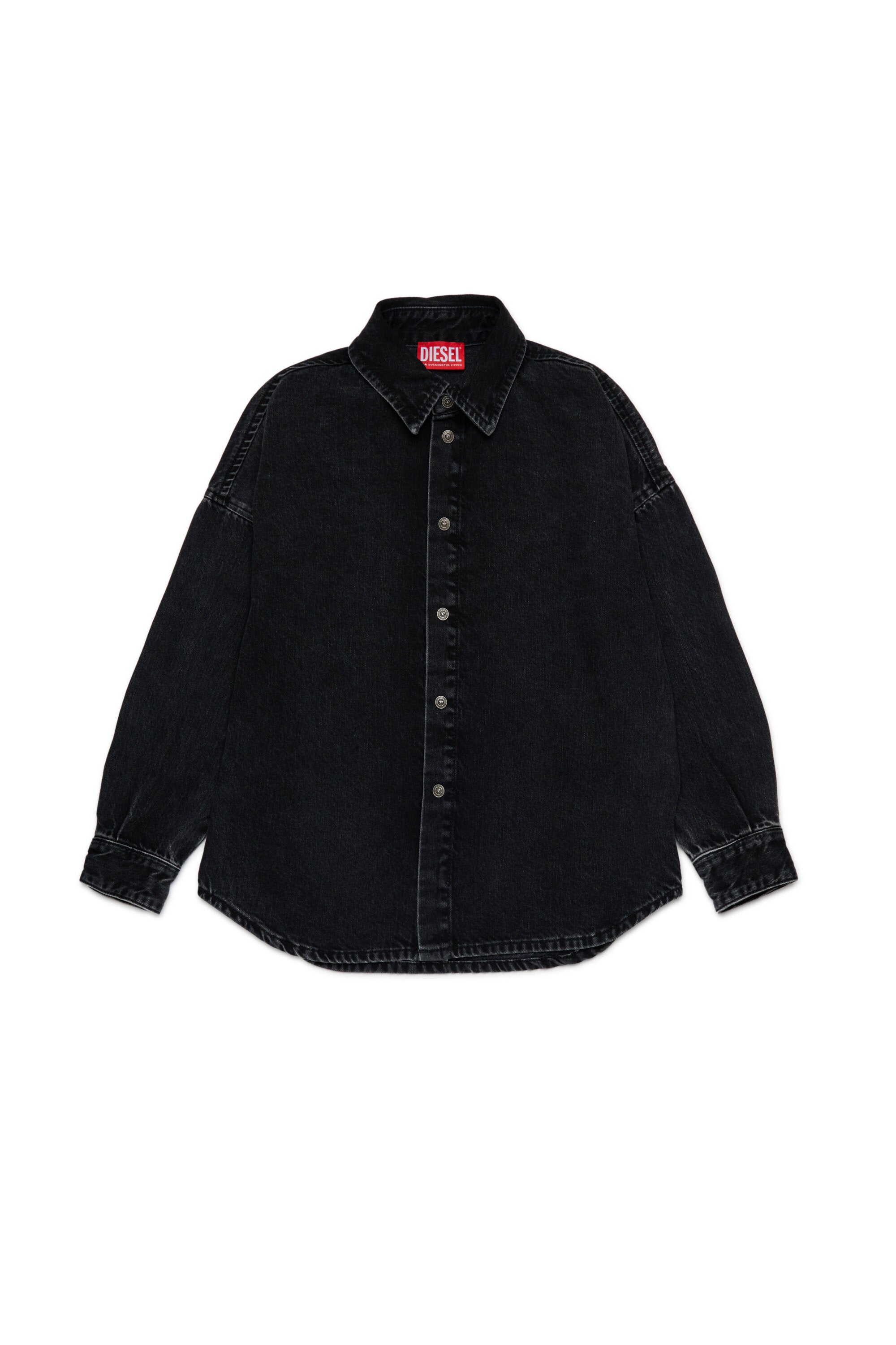 Black denim shirt with Oval D maxi logo