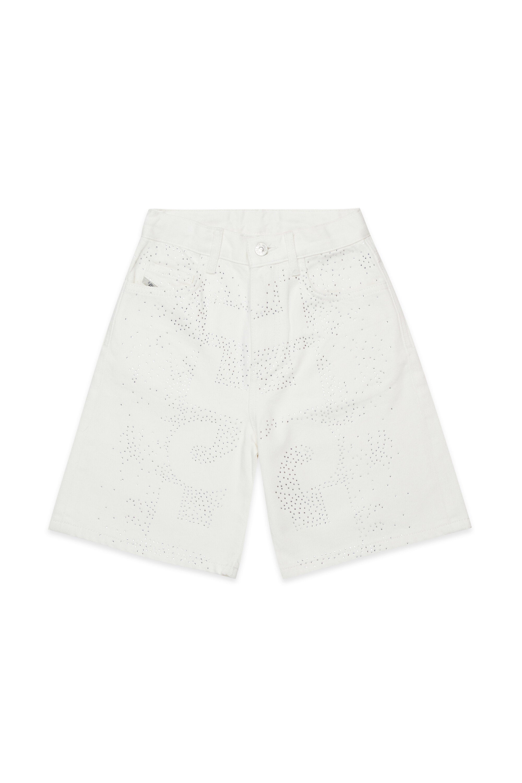 Denim shorts with front appliqués