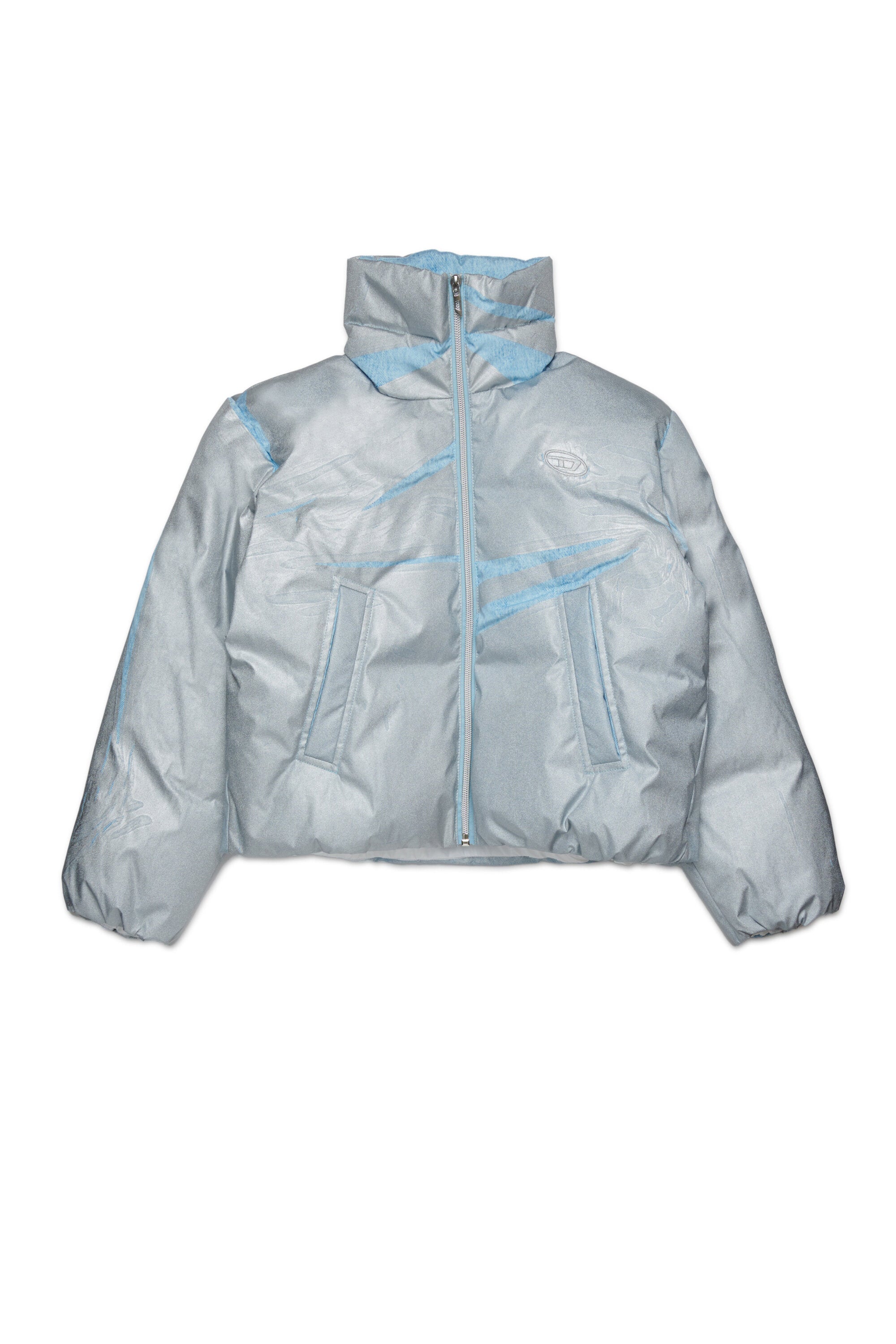 Mylar-effect short padded jacket