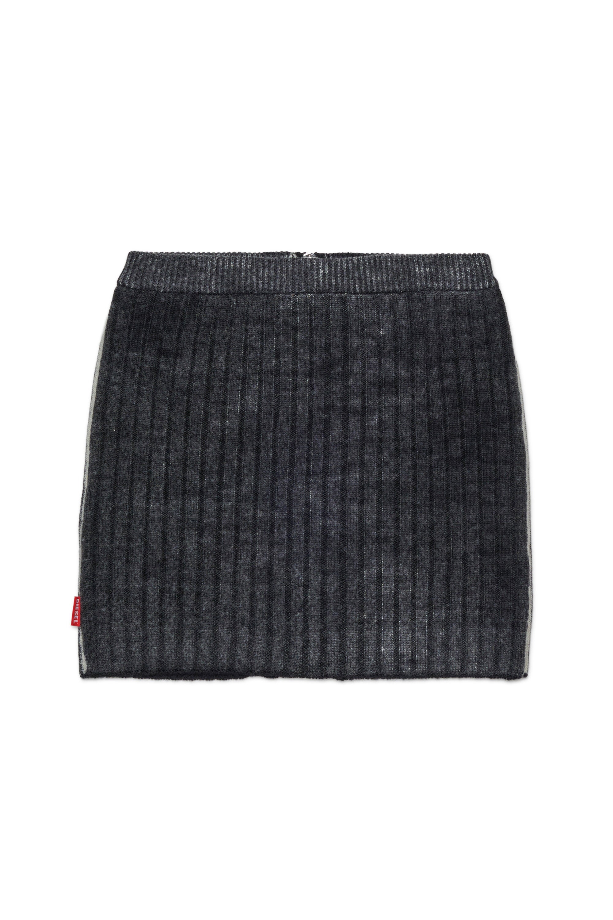 Short knitted skirt in rib knit with zip