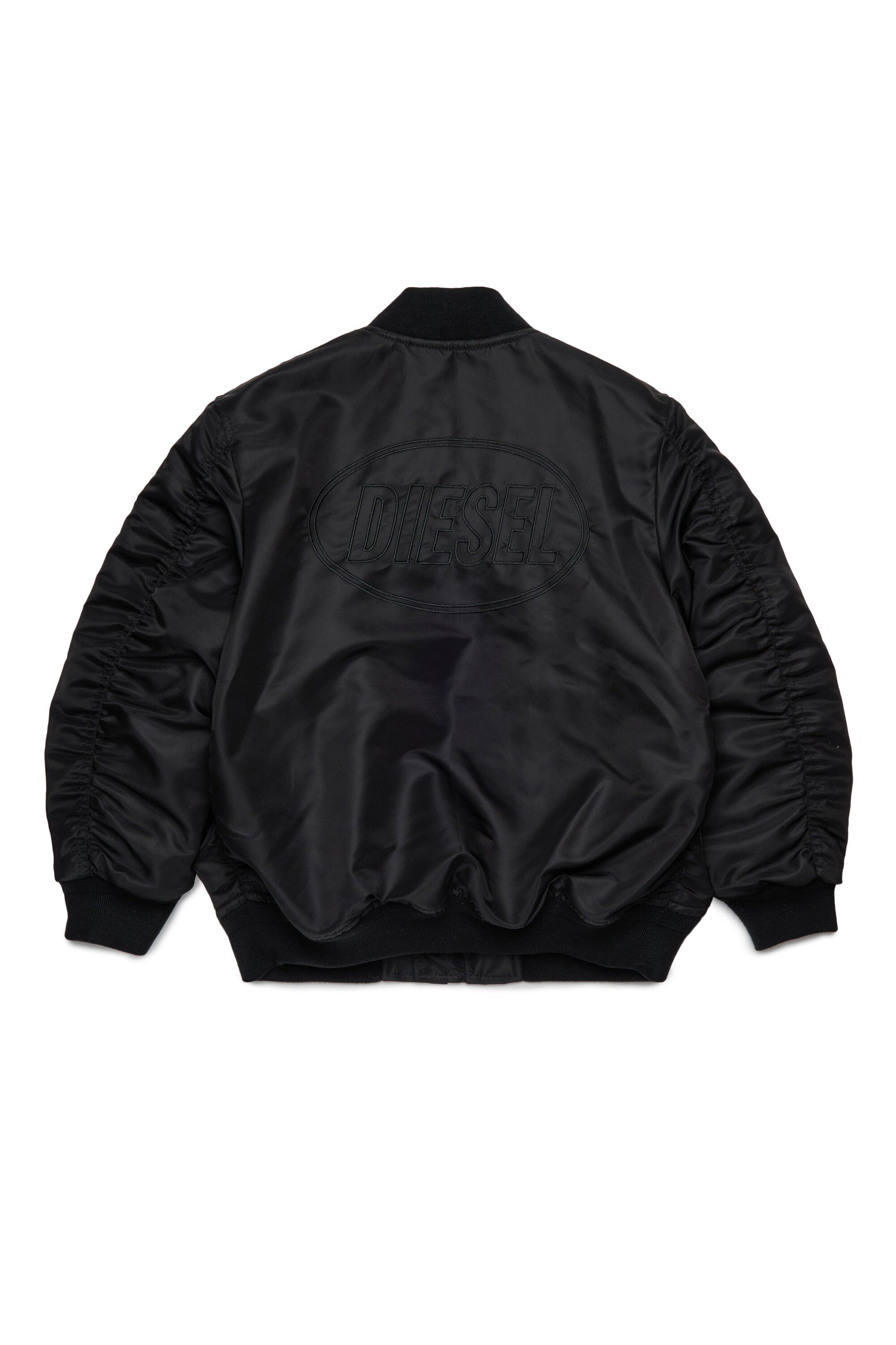 Gabardine bomber jacket with branded maxi logo