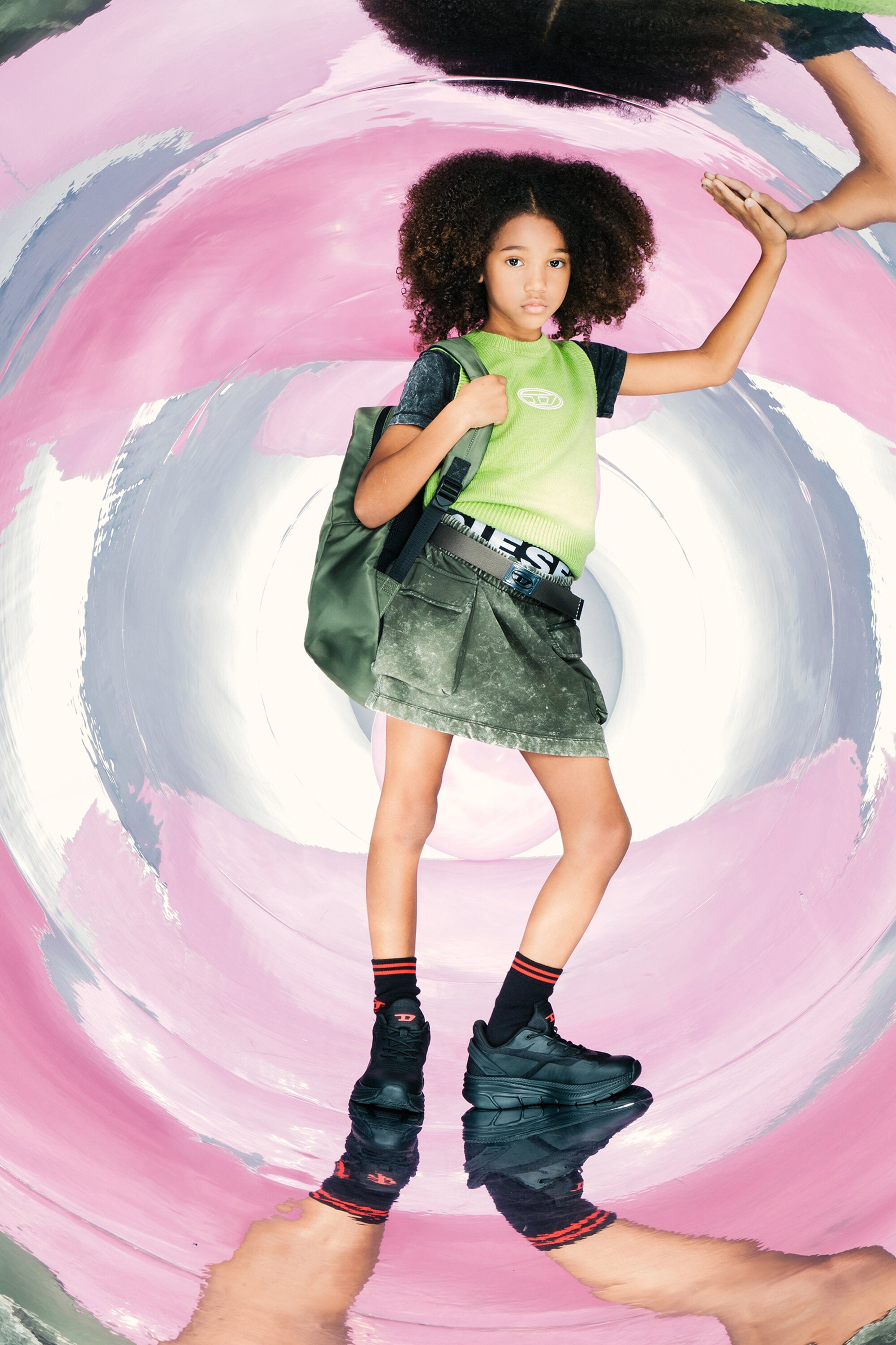 Marbled fleece cargo mini skirt