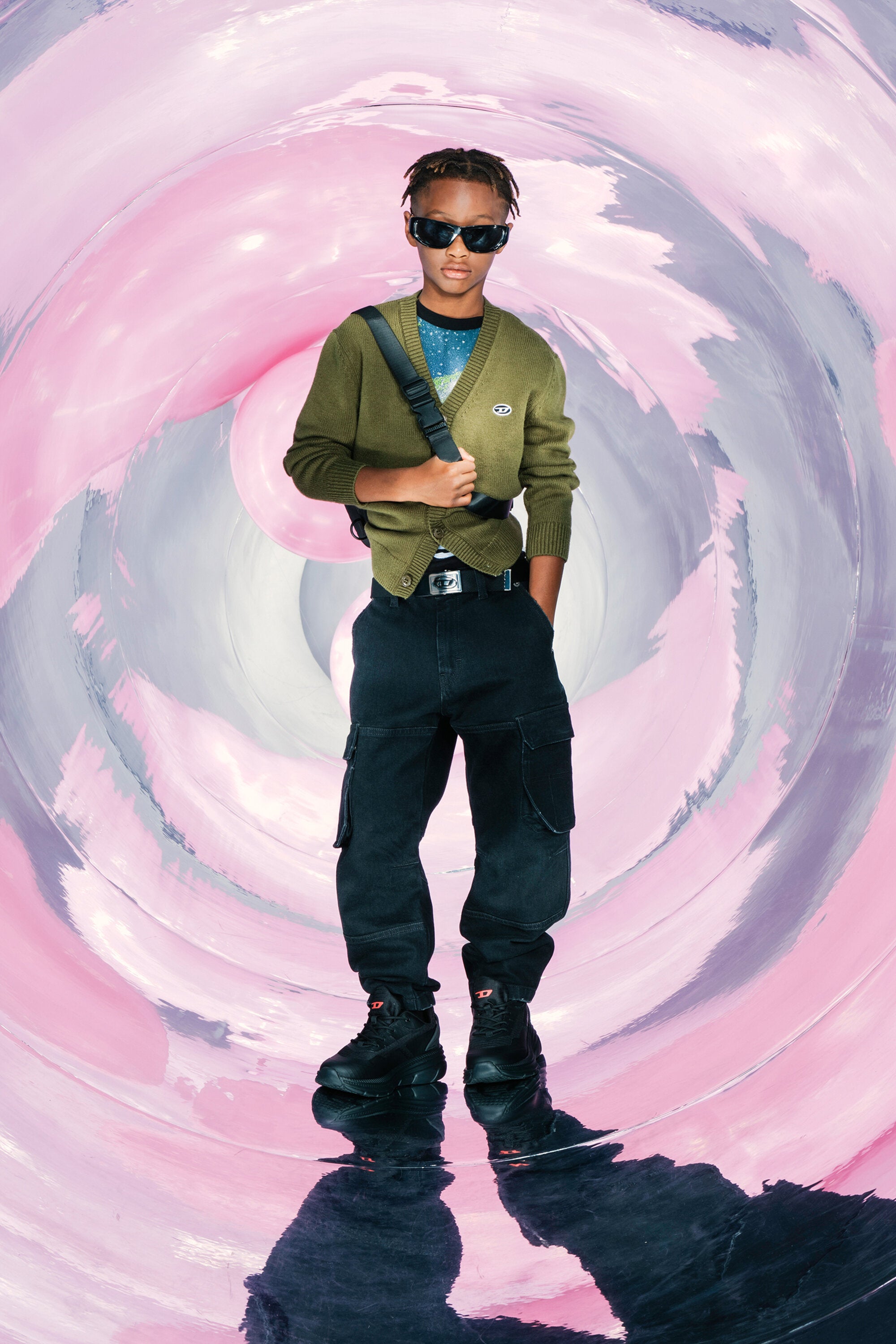 Wool and cashmere blend cardigan with patch