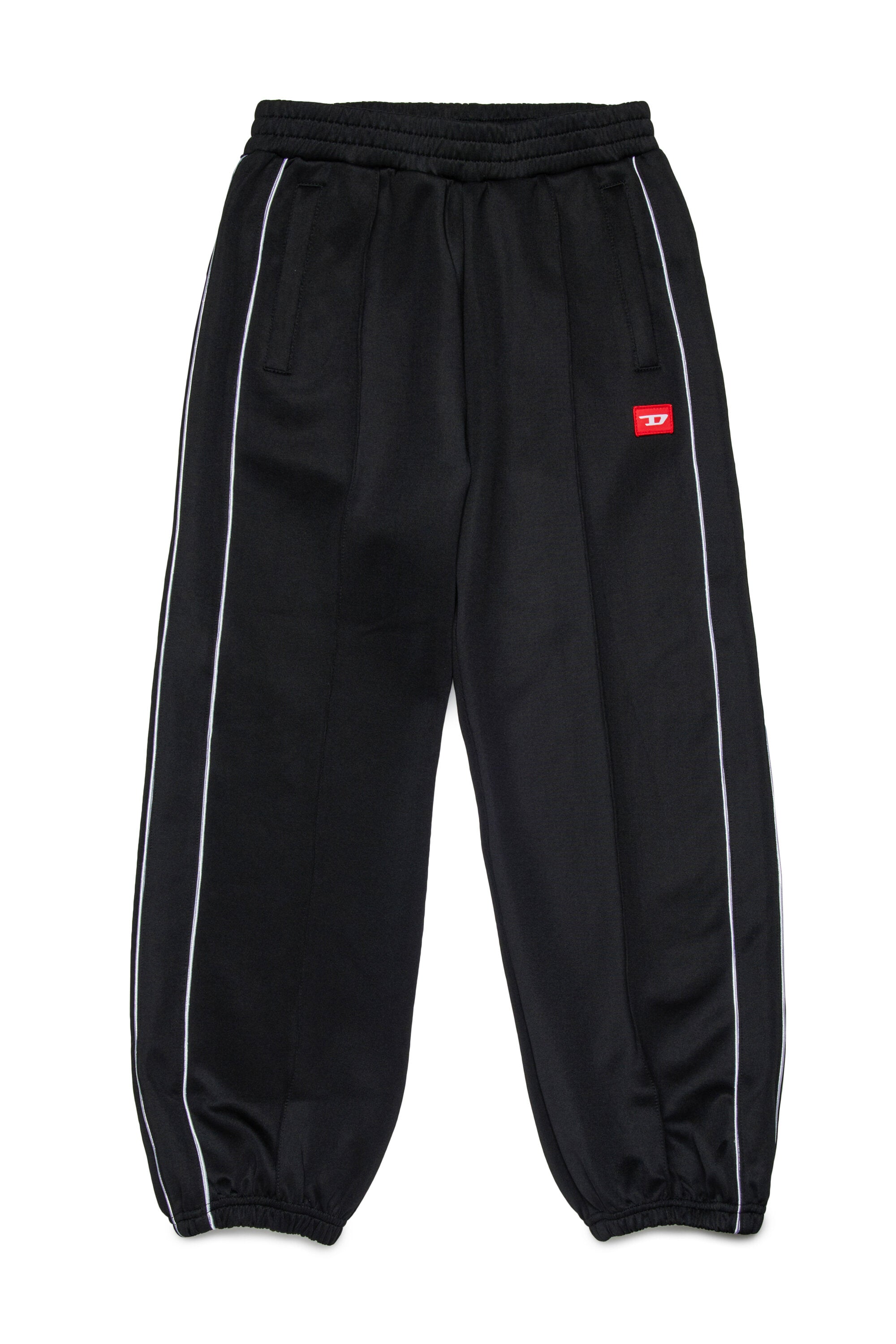 Triacetate balloon pants with red D patch