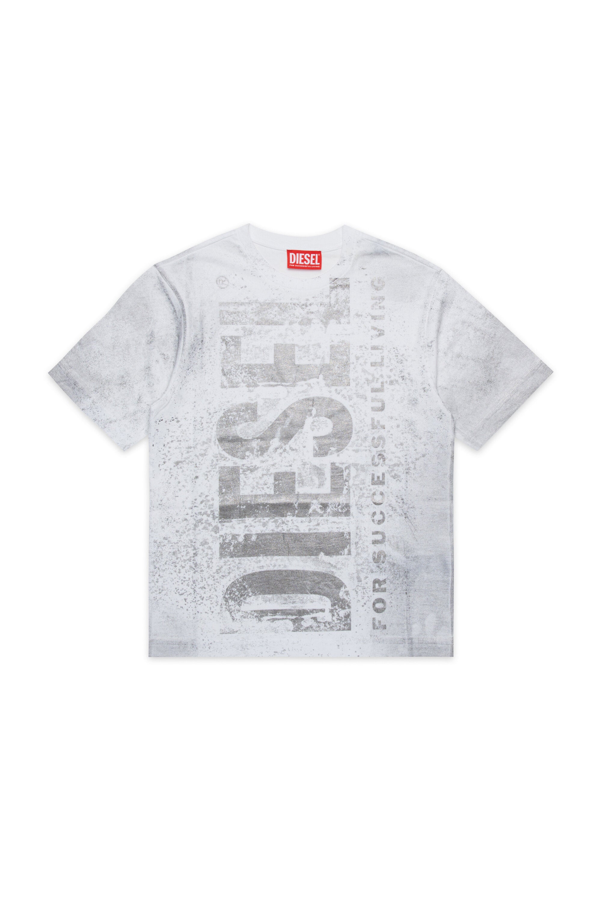 Worn-effect jersey T-shirt branded with maxi logo