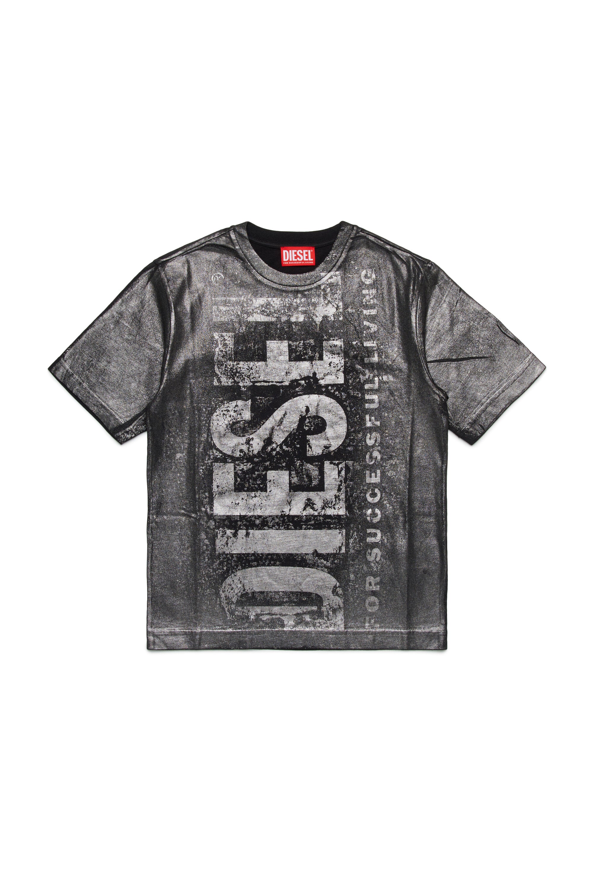 Worn-effect jersey T-shirt branded with maxi logo