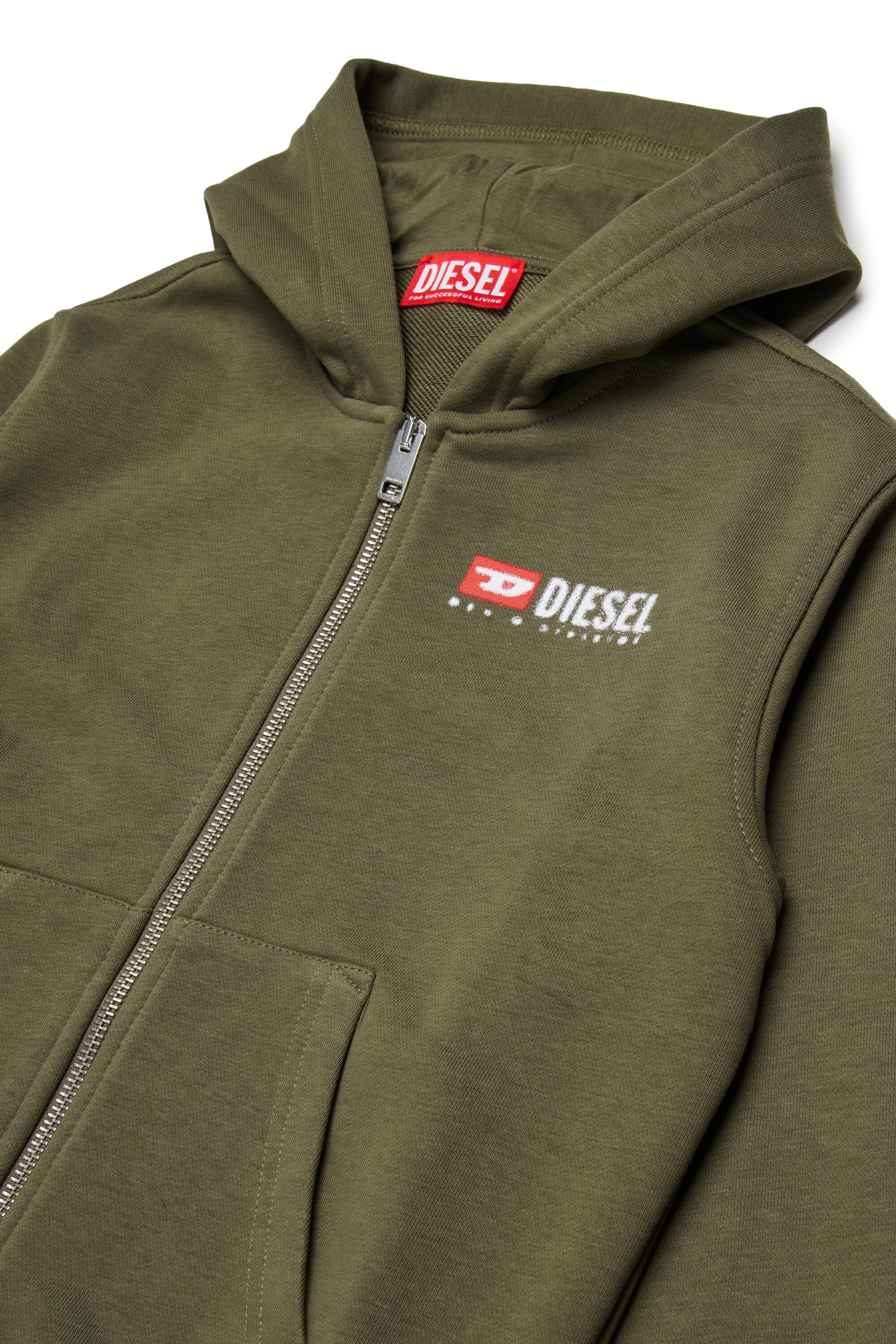 Hooded sweatshirt with zip and Diesel Denim Division logo