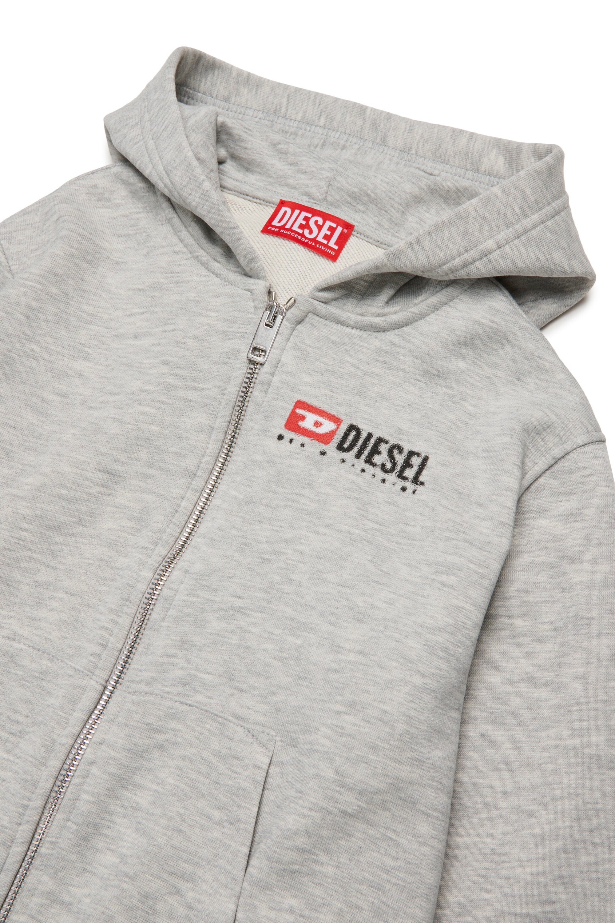 Hooded sweatshirt with zip and Diesel Denim Division logo