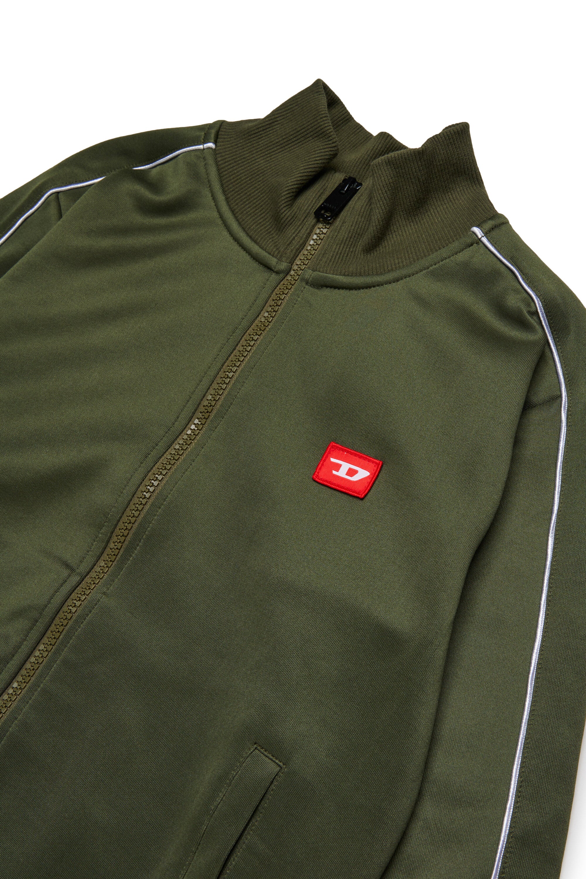 Triacetate sweatshirt with zip and red D patch