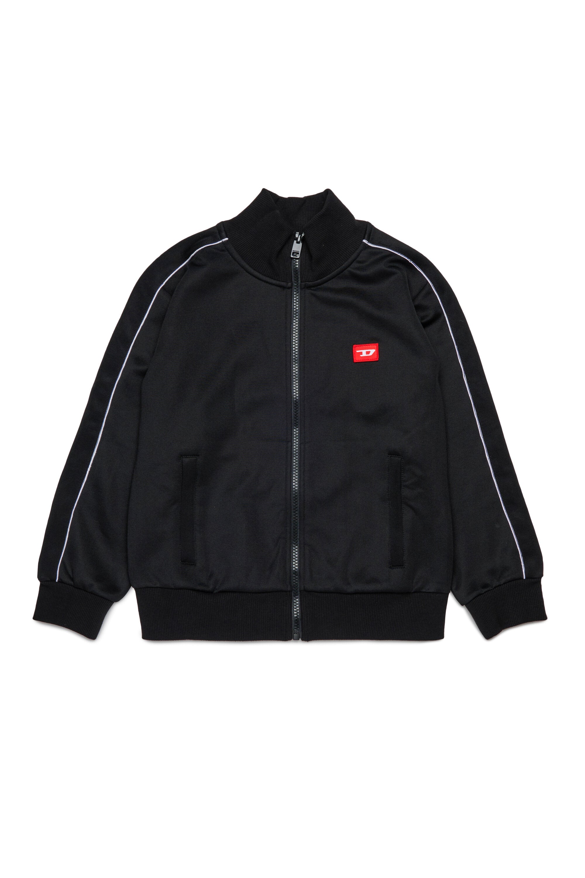 Triacetate sweatshirt with zip and red D patch