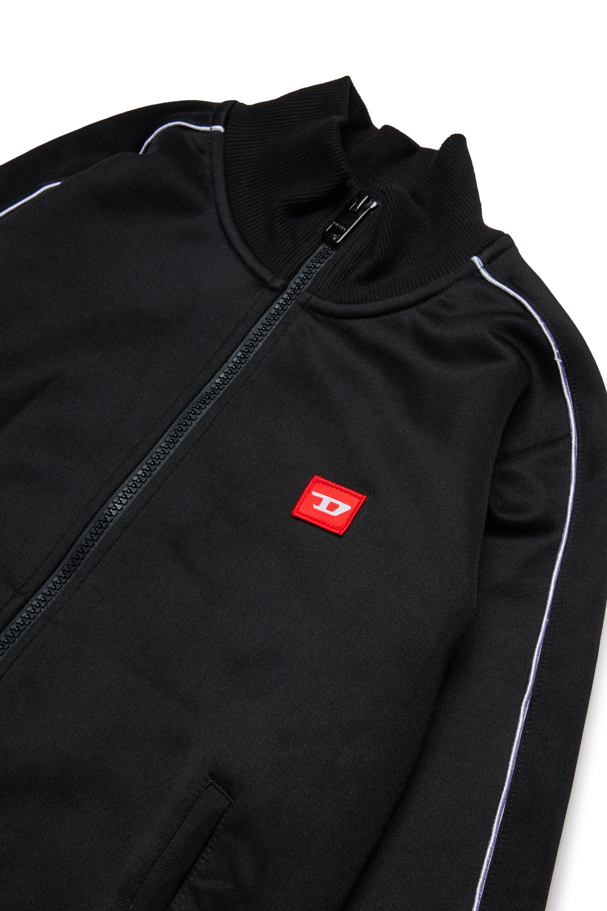 Triacetate sweatshirt with zip and red D patch