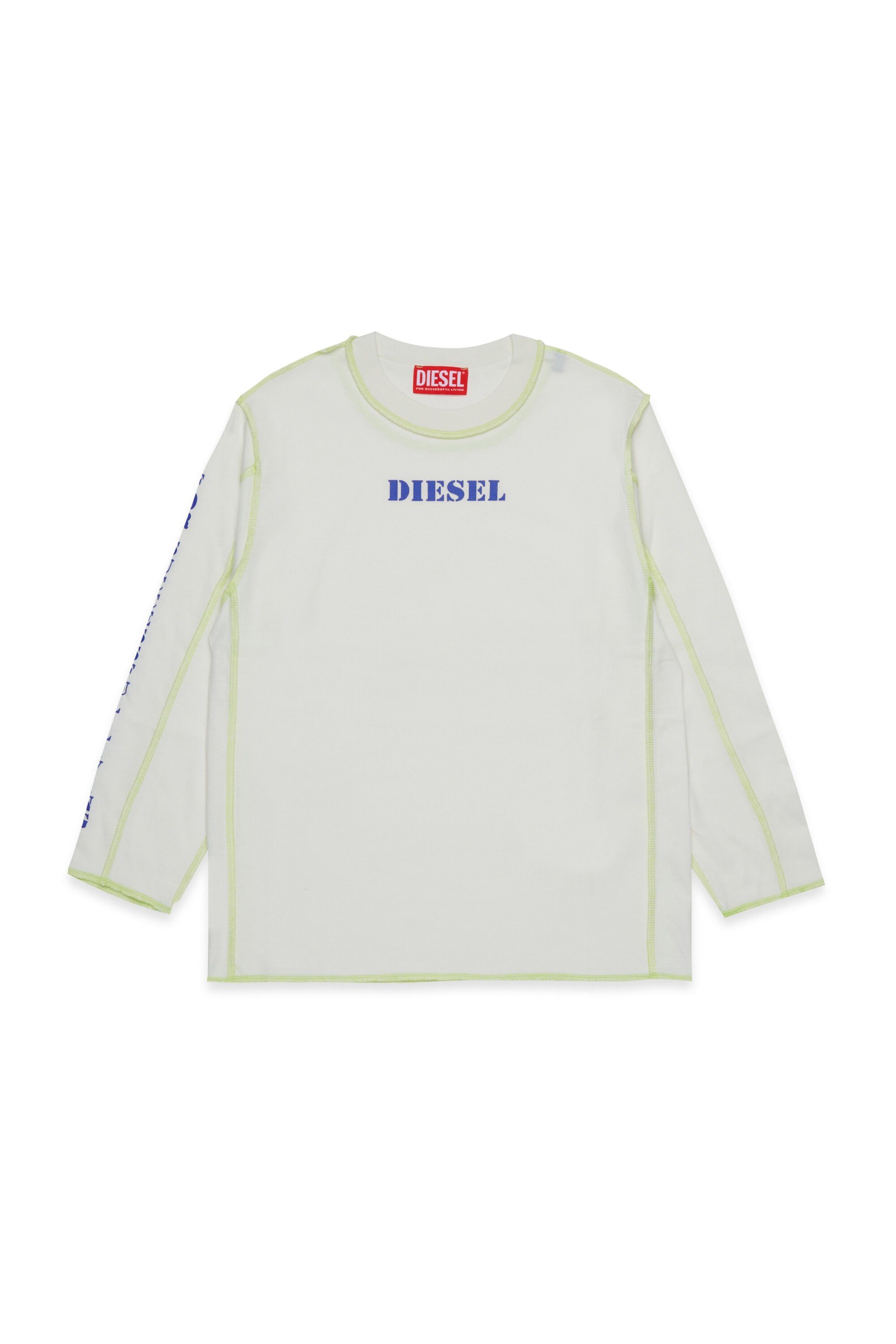 Long sleeves cotton blend T-shirt with Diesel print