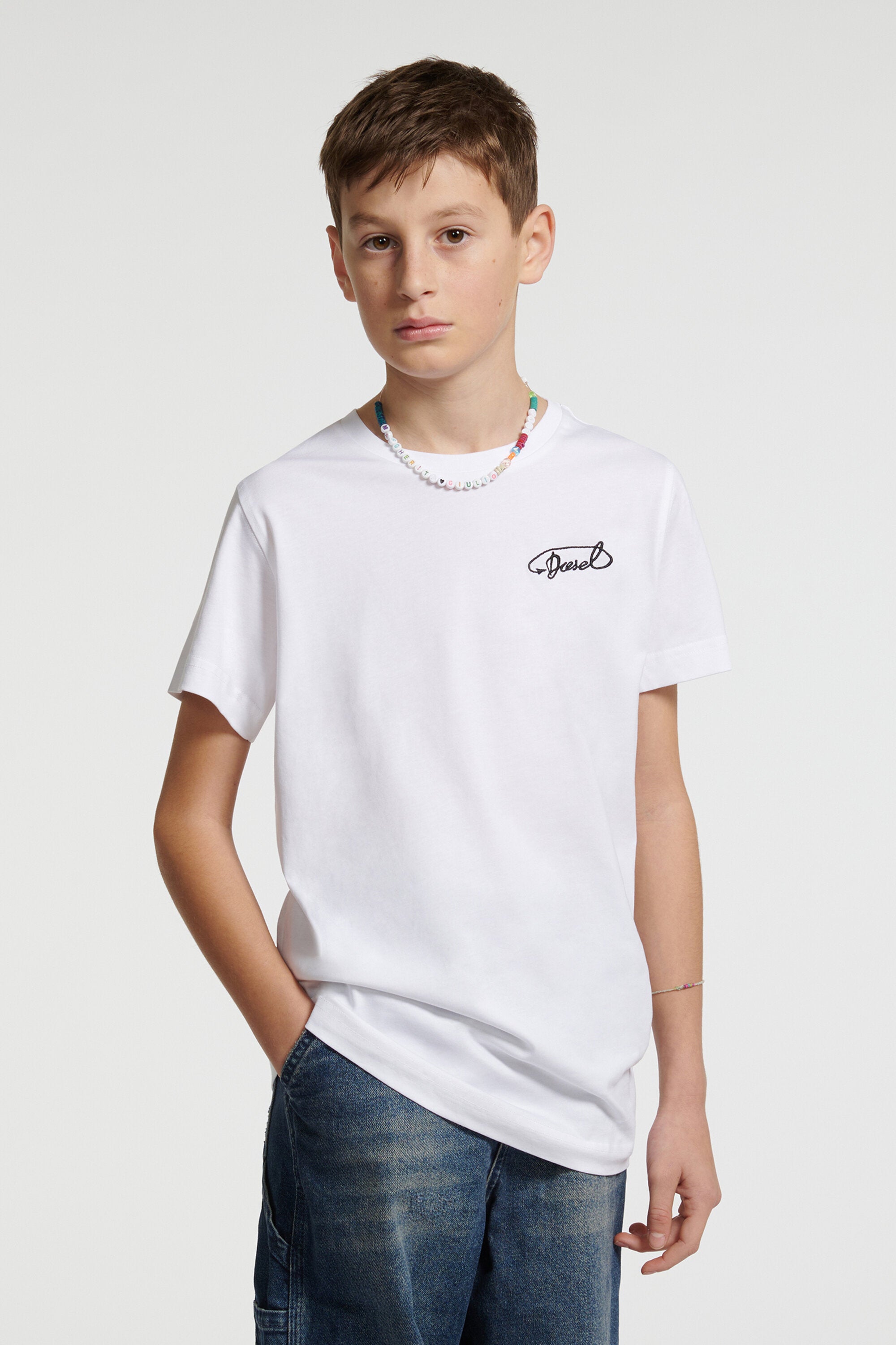Jersey T-shirt with cursive Diesel logo