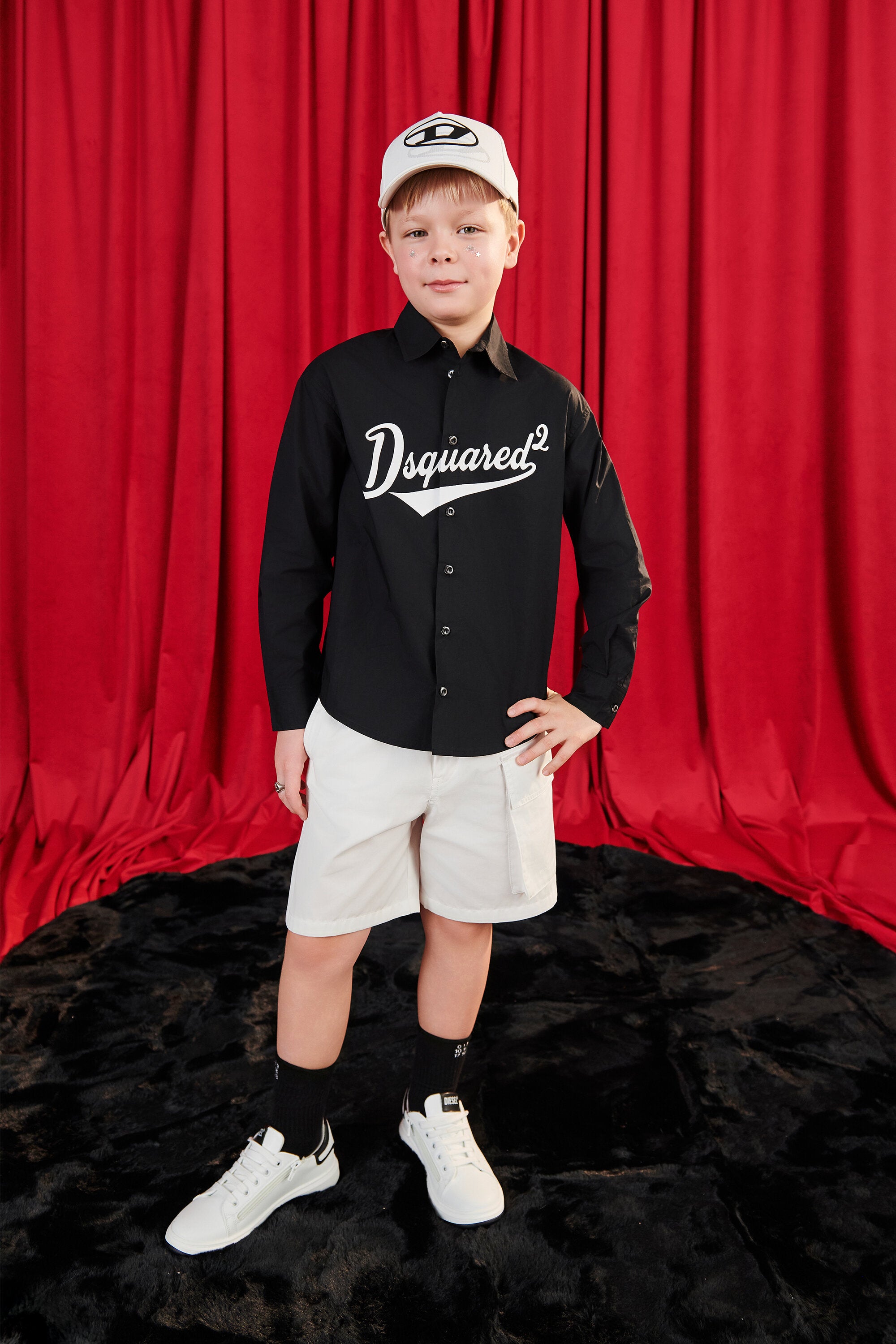 White denim shorts with logo - D-Bart