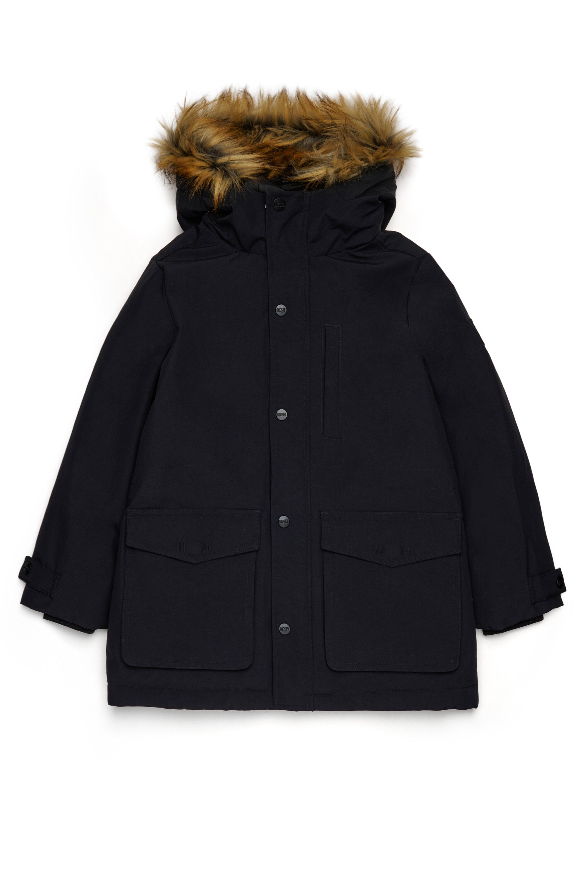 Padded jacket with faux fur hood