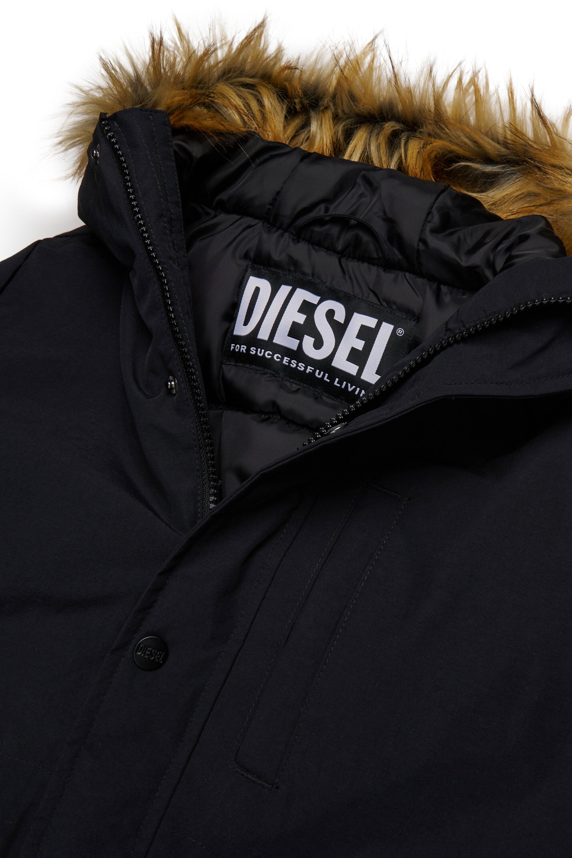 Padded jacket with faux fur hood