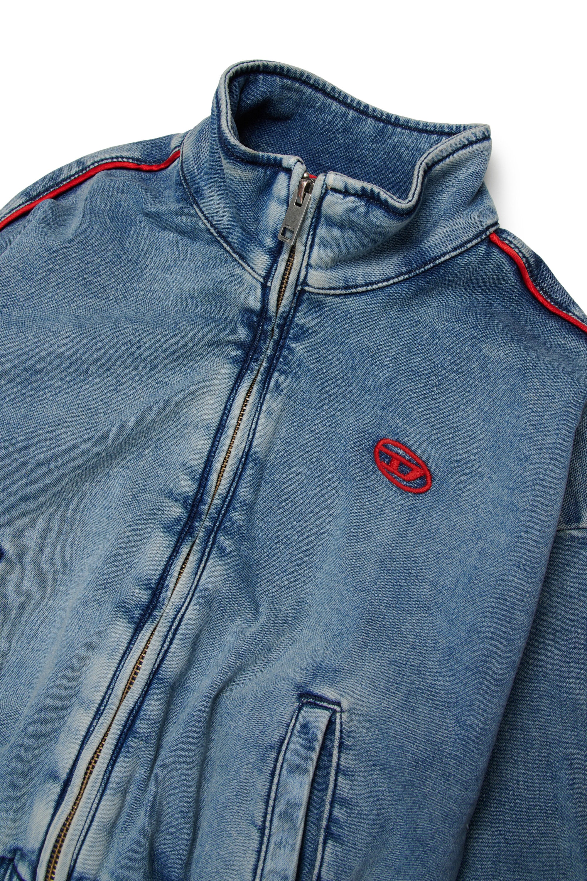 Denim jacket with embroidered logo