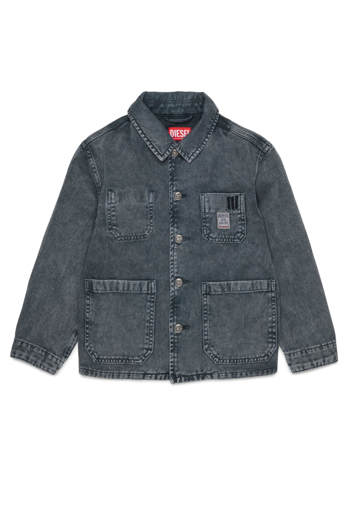 Denim jacket with printed logo