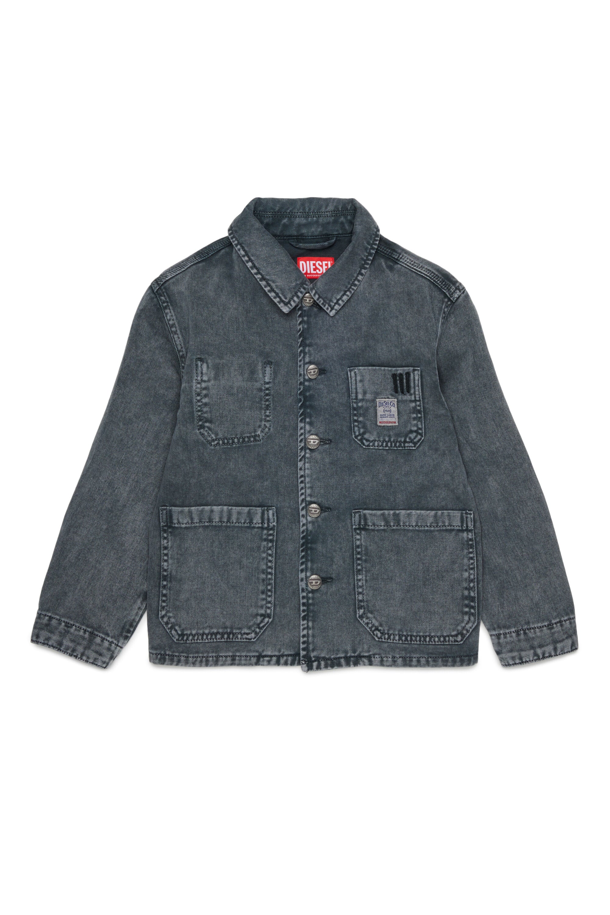 Denim jacket with printed logo
