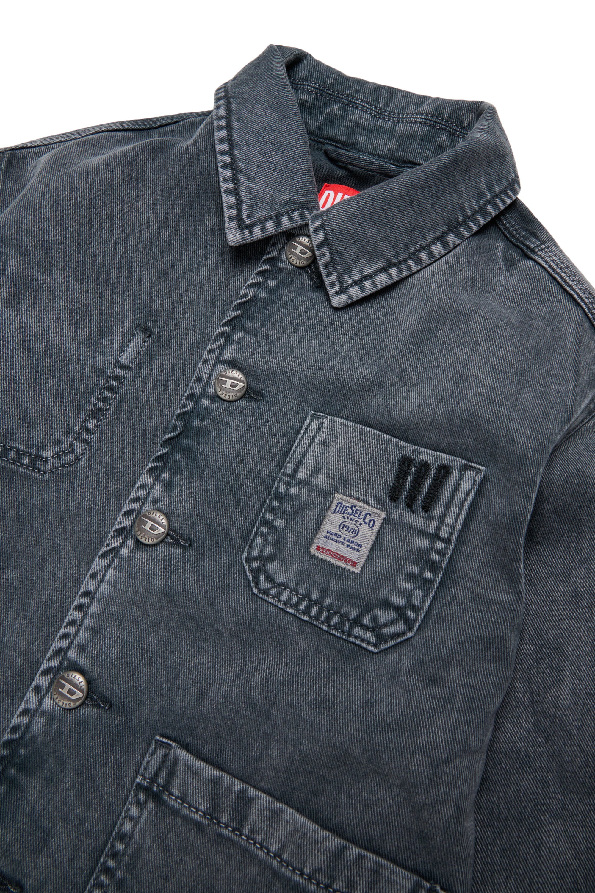 Denim jacket with printed logo