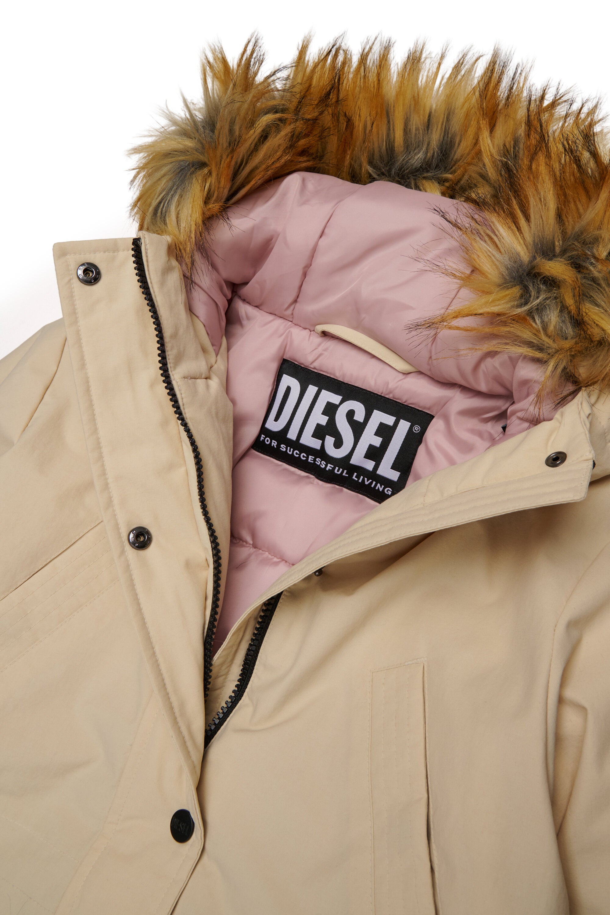 Padded jacket with faux fur hood and pockets