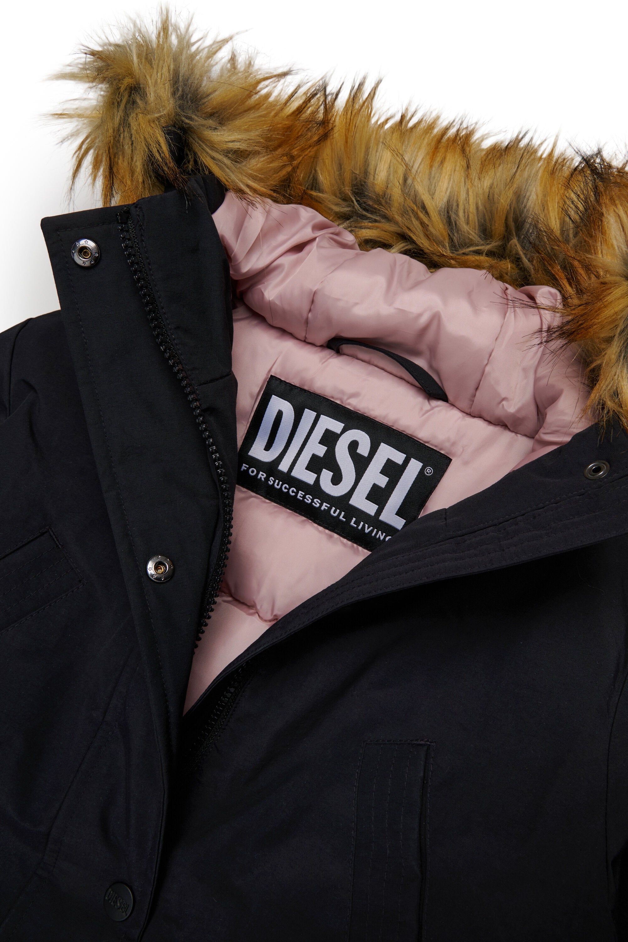 Padded jacket with faux fur hood and pockets