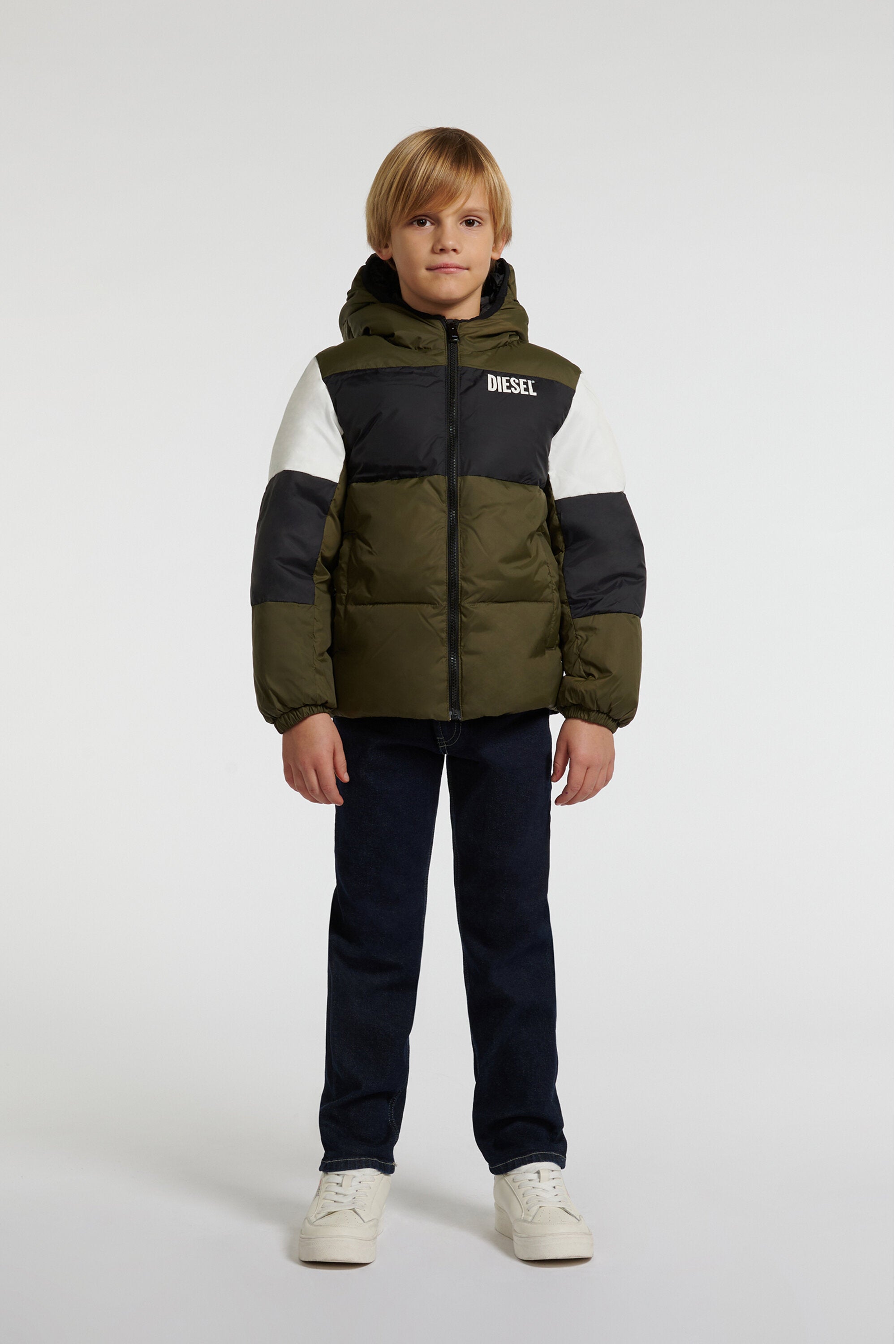 Colorblock padded jacket with logo