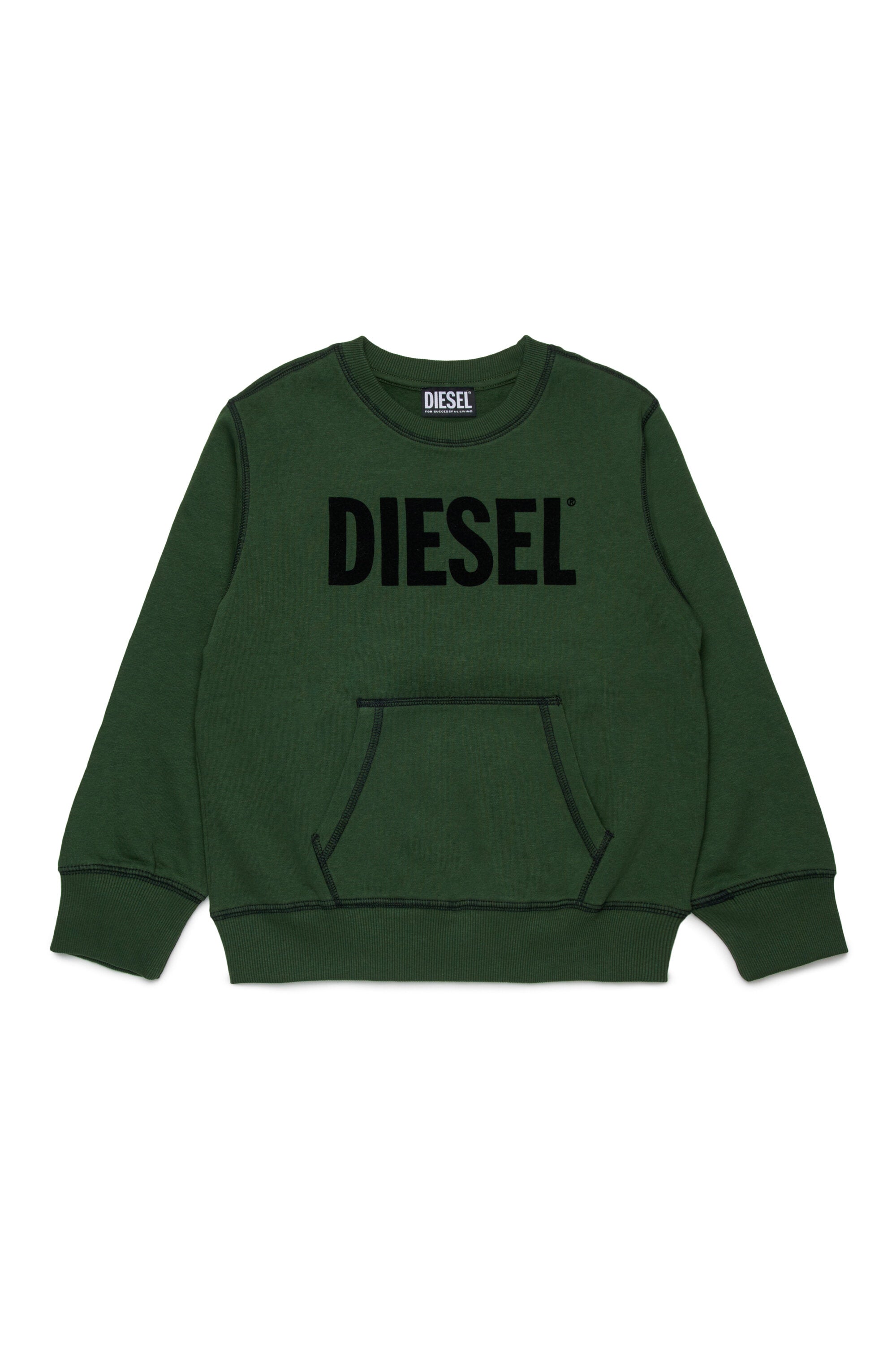 Sweatshirt with Diesel logo and kangaroo pocket