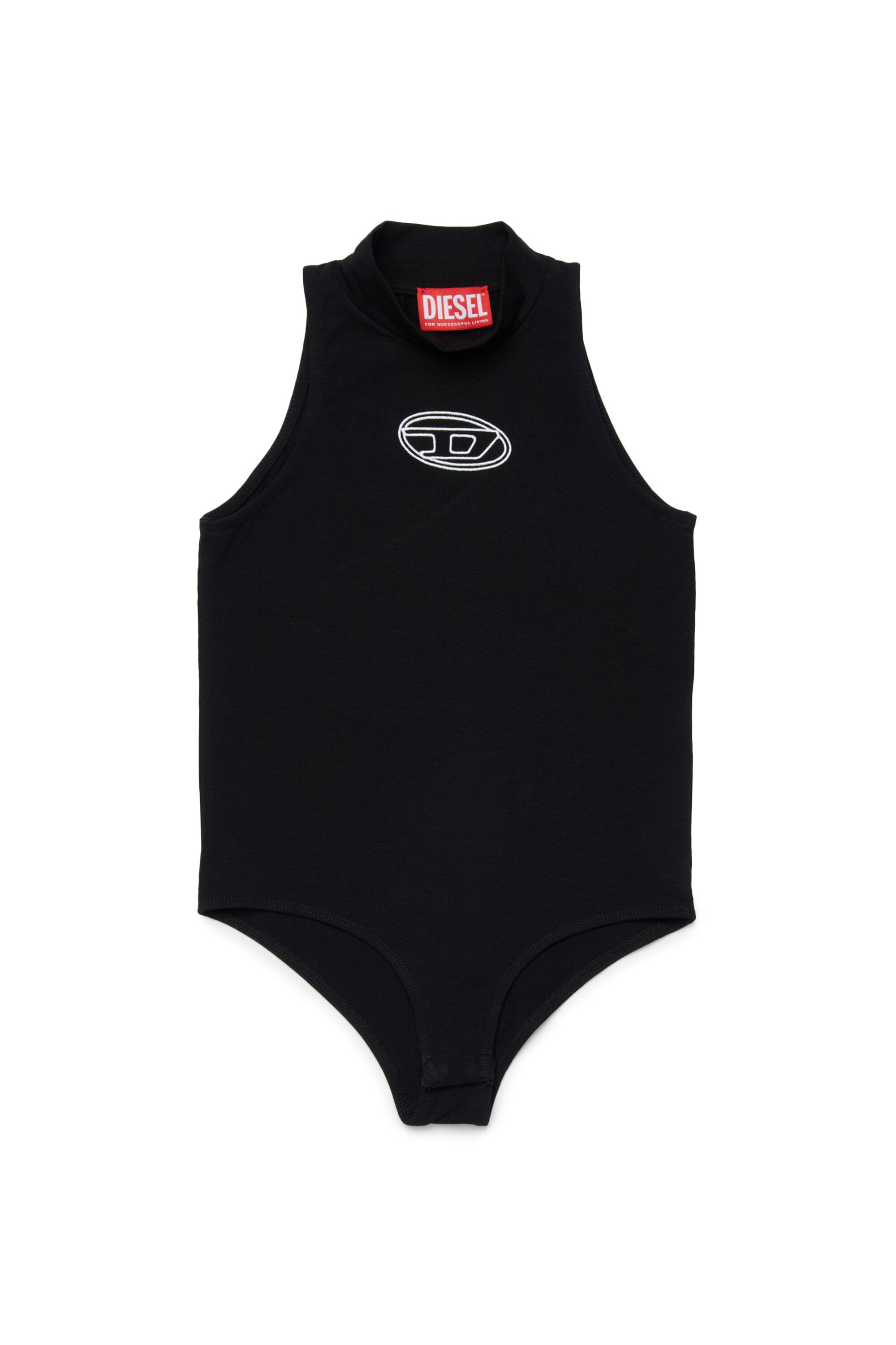 Sleeveless bodysuit with logo