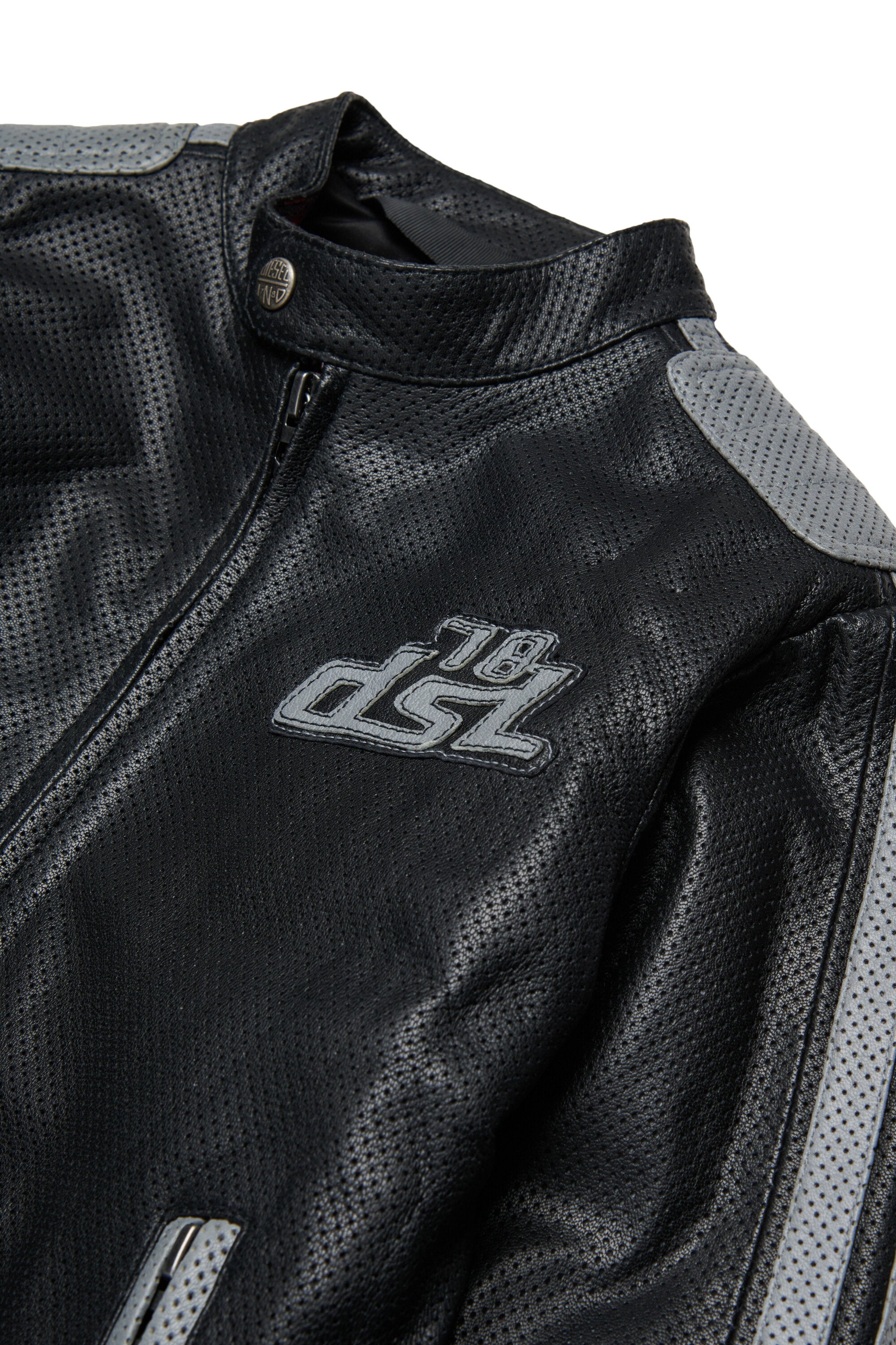 Biker jacket with printed logo